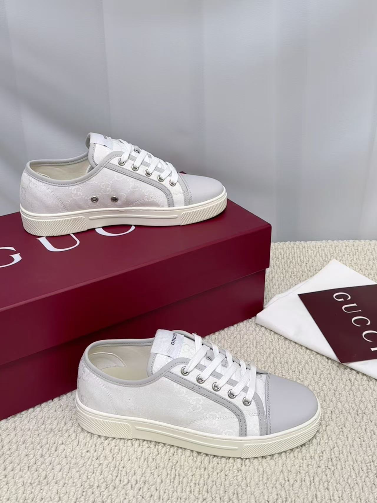 GUCCI 一比一 男款 純白低筒板鞋 極簡清新百搭款| 8 GUCCI 一比一 男款 純白低筒板鞋 極簡清新百搭款