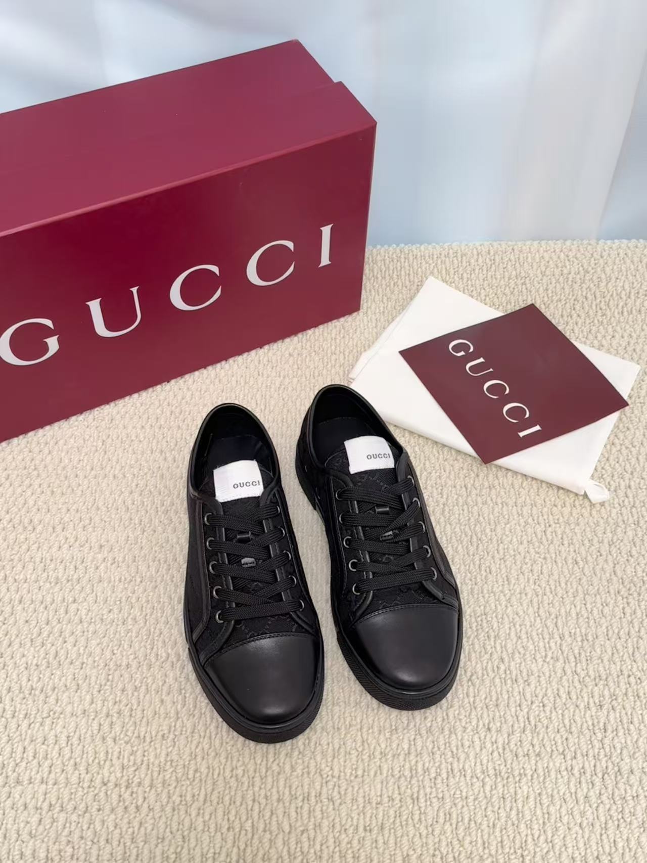 GUCCI A貨 男款 全黑低筒休閒鞋 低調百搭款| 14 GUCCI A貨 男款 全黑低筒休閒鞋 低調百搭款