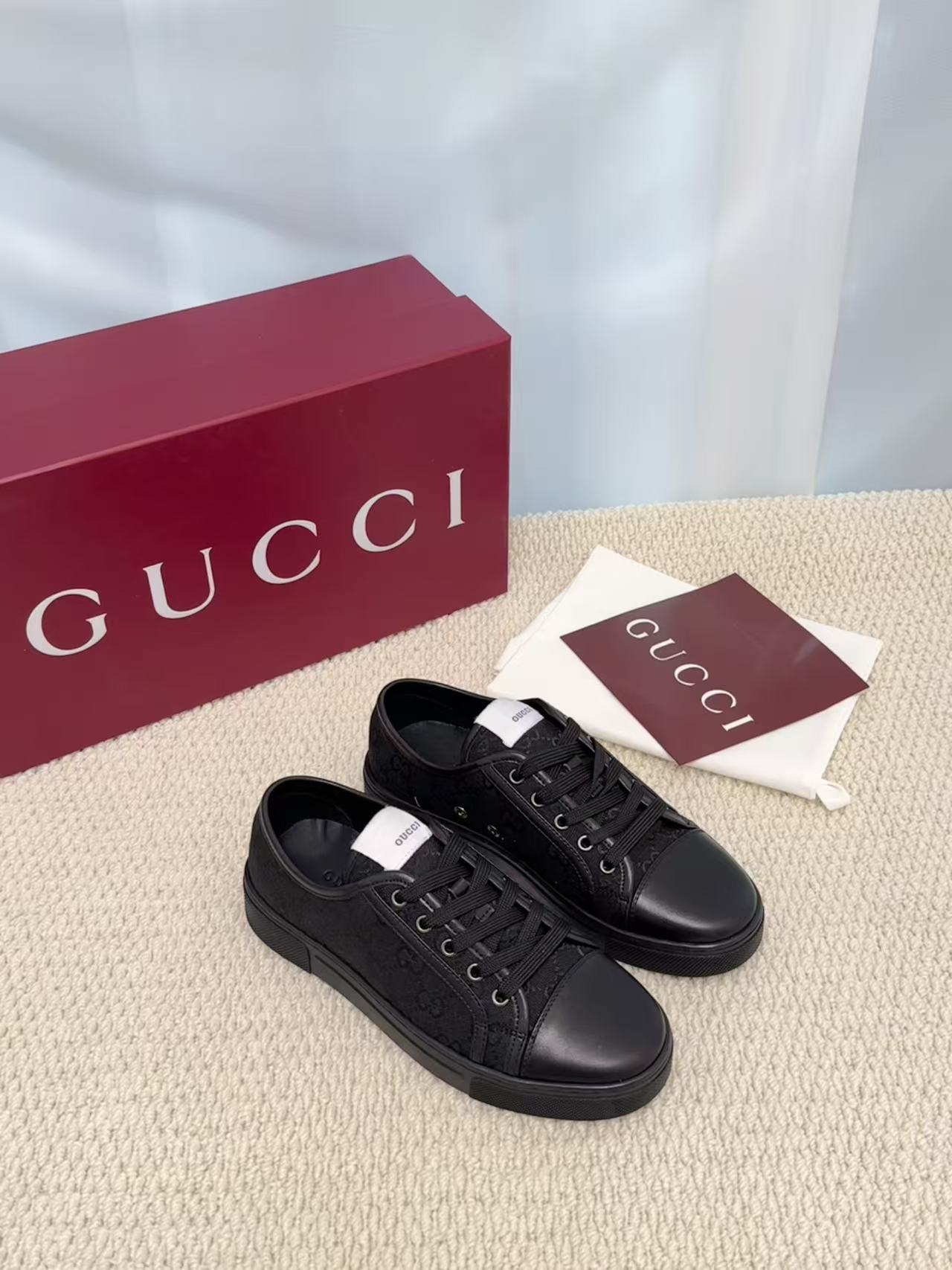 GUCCI A貨 男款 全黑低筒休閒鞋 低調百搭款| 13 GUCCI A貨 男款 全黑低筒休閒鞋 低調百搭款