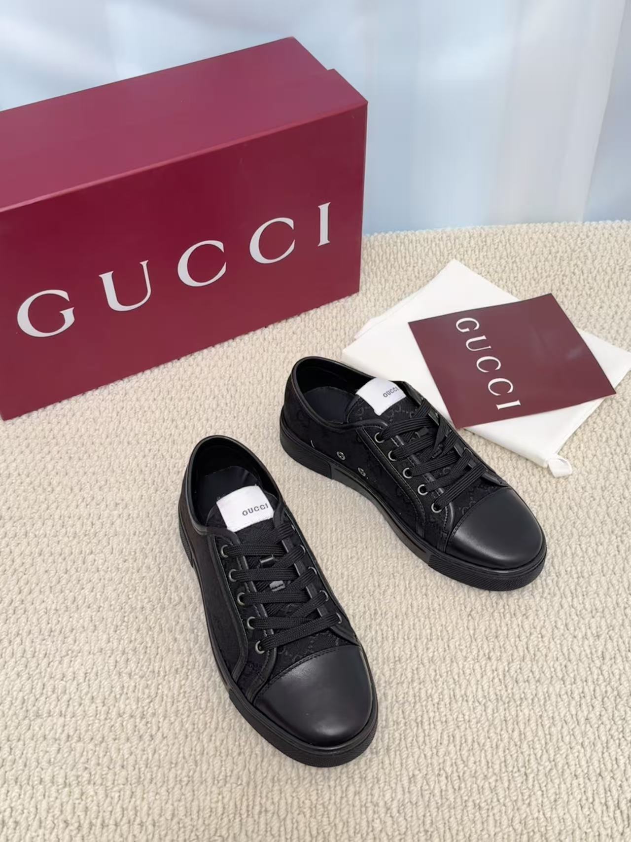 GUCCI A貨 男款 全黑低筒休閒鞋 低調百搭款| 8 GUCCI A貨 男款 全黑低筒休閒鞋 低調百搭款