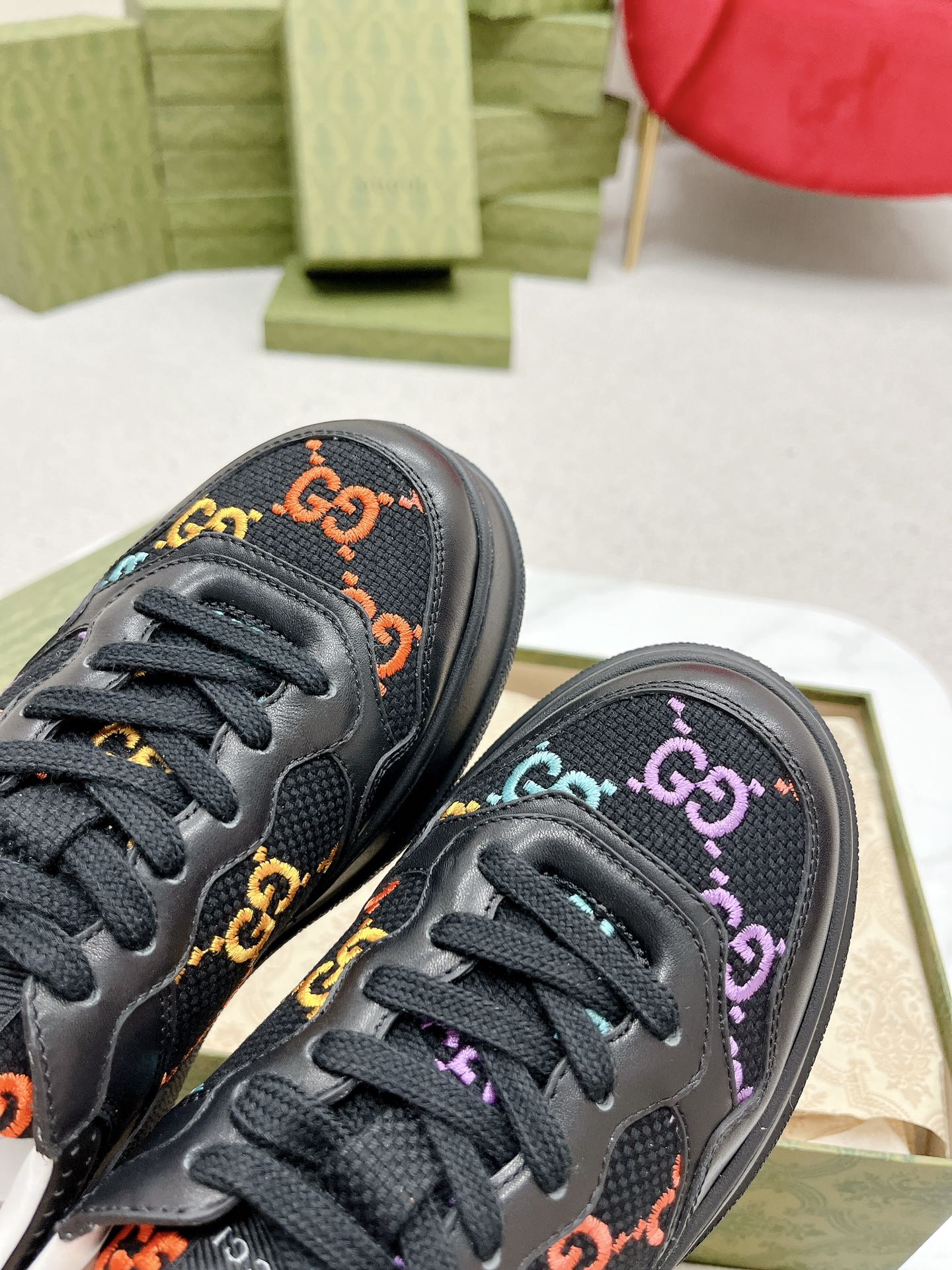 GUCCI 復刻 男款 黑彩GG刺繡厚底運動鞋 個性潮流款| 8 GUCCI 復刻 男款 黑彩GG刺繡厚底運動鞋 個性潮流款