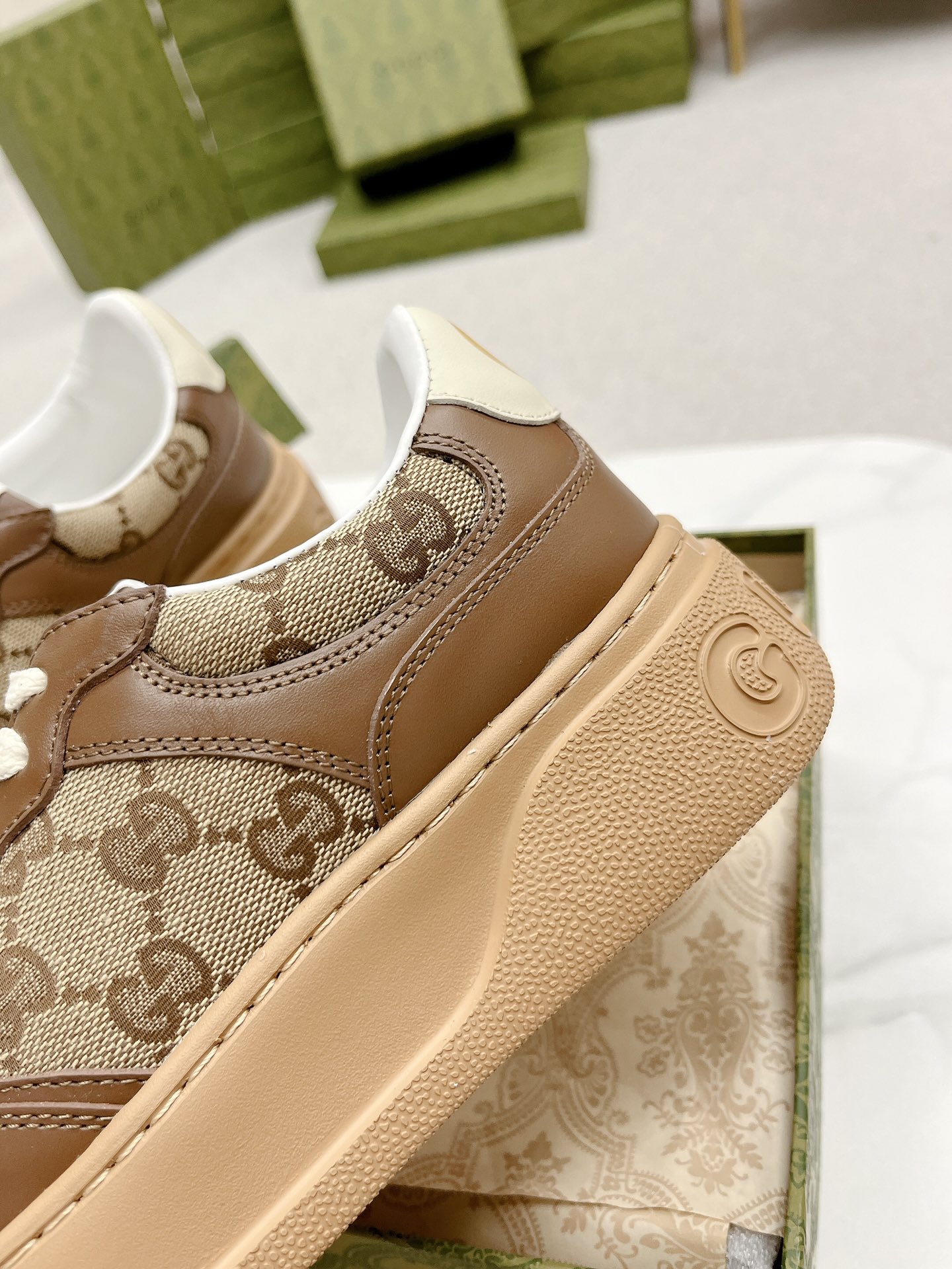 Gucci A貨 男女款 老花拼接厚底休閒鞋 經典百搭復古風| 8 Gucci A貨 男女款 老花拼接厚底休閒鞋 經典百搭復古風