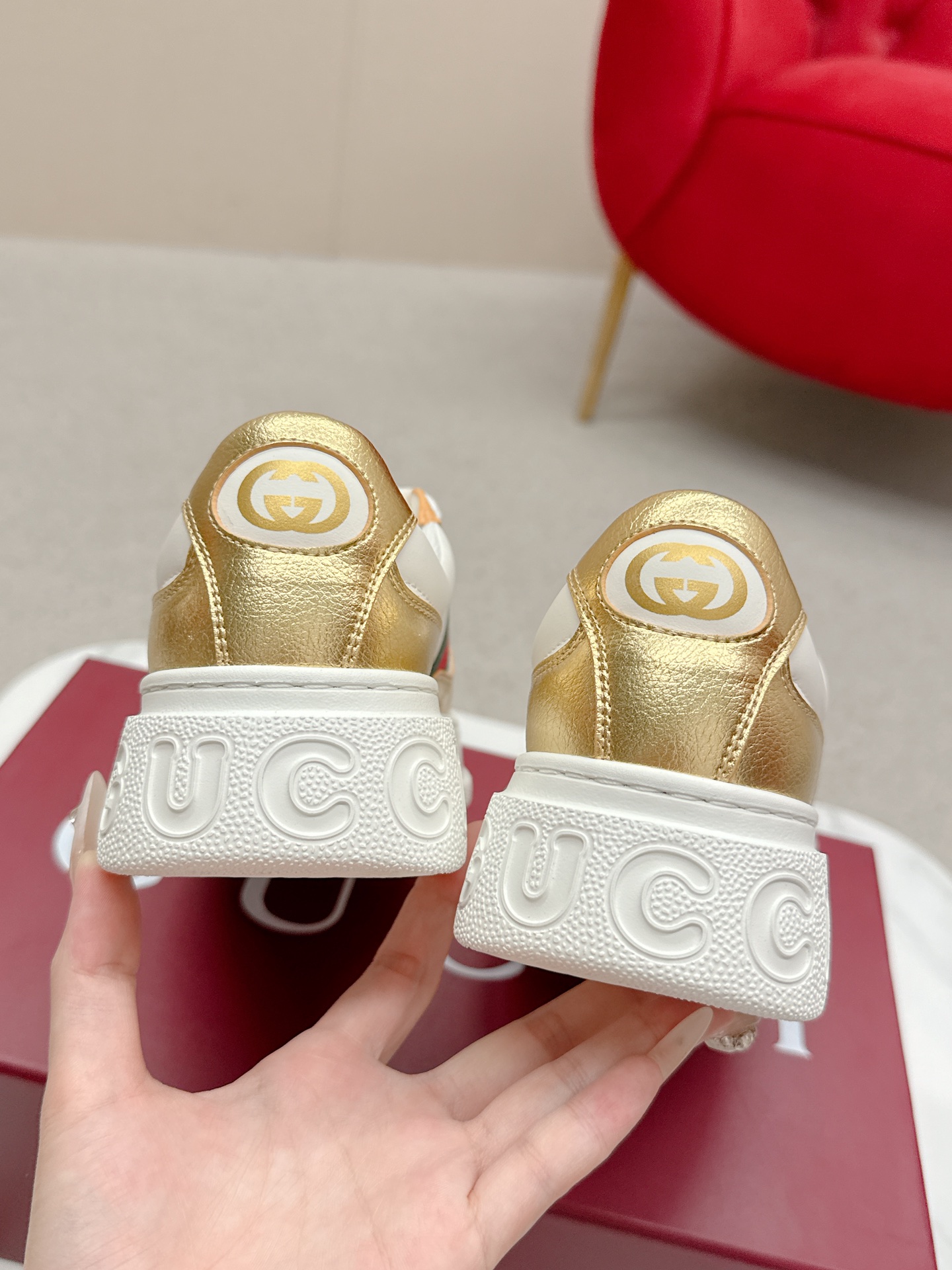 Gucci 原單 女款 白金拼色厚底休閒鞋 輕奢時尚百搭款| 7 Gucci 原單 女款 白金拼色厚底休閒鞋 輕奢時尚百搭款