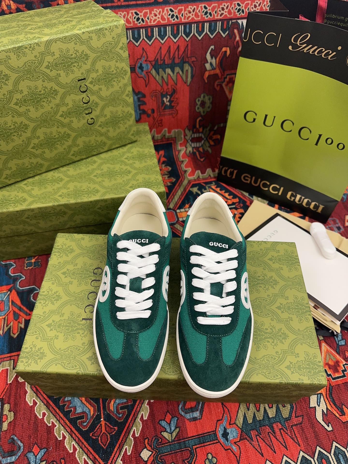Gucci 高仿 男款 綠色復古運動鞋 輕奢潮流百搭款