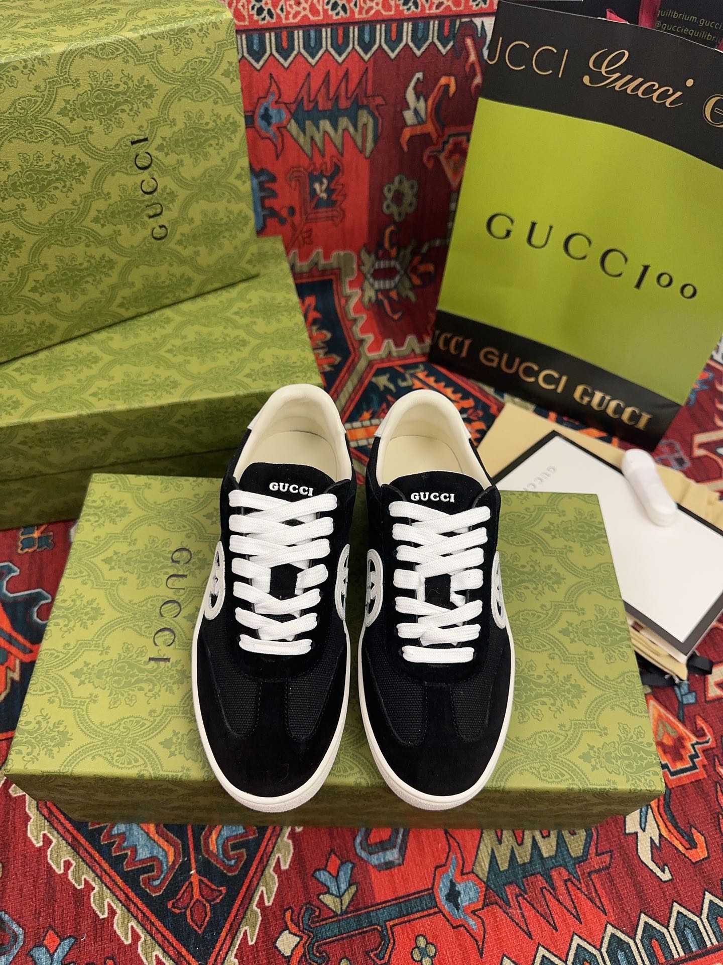 Gucci 原單 男女款 黑色復古休閒鞋 極簡百搭質感款