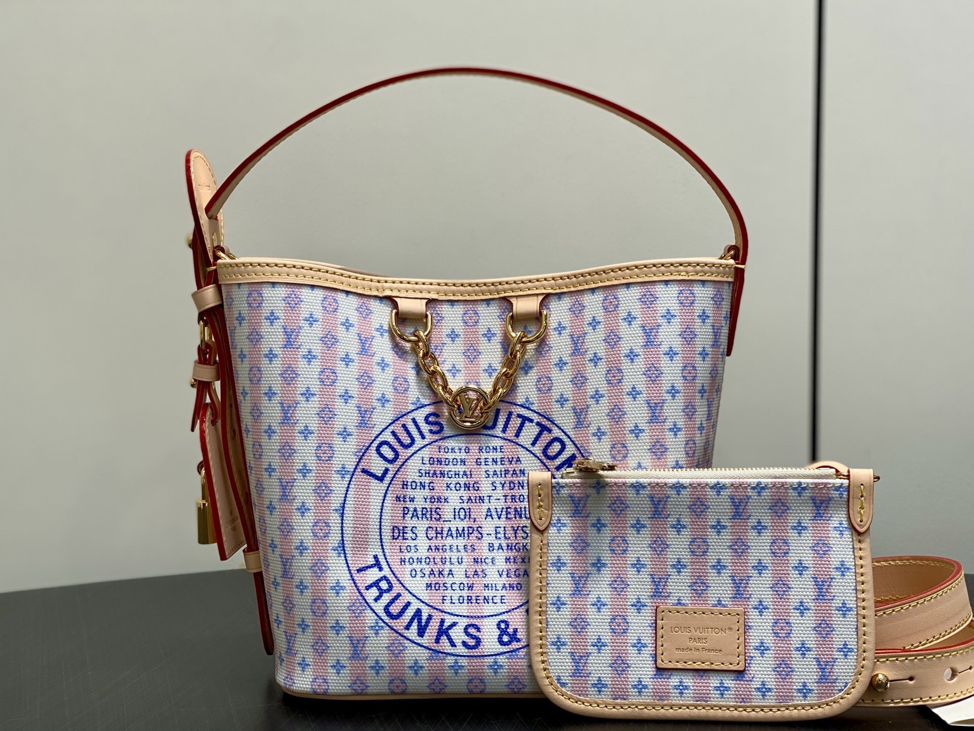 LV原單彩色Monogram Bucket水桶包 鏈條單肩斜背包
