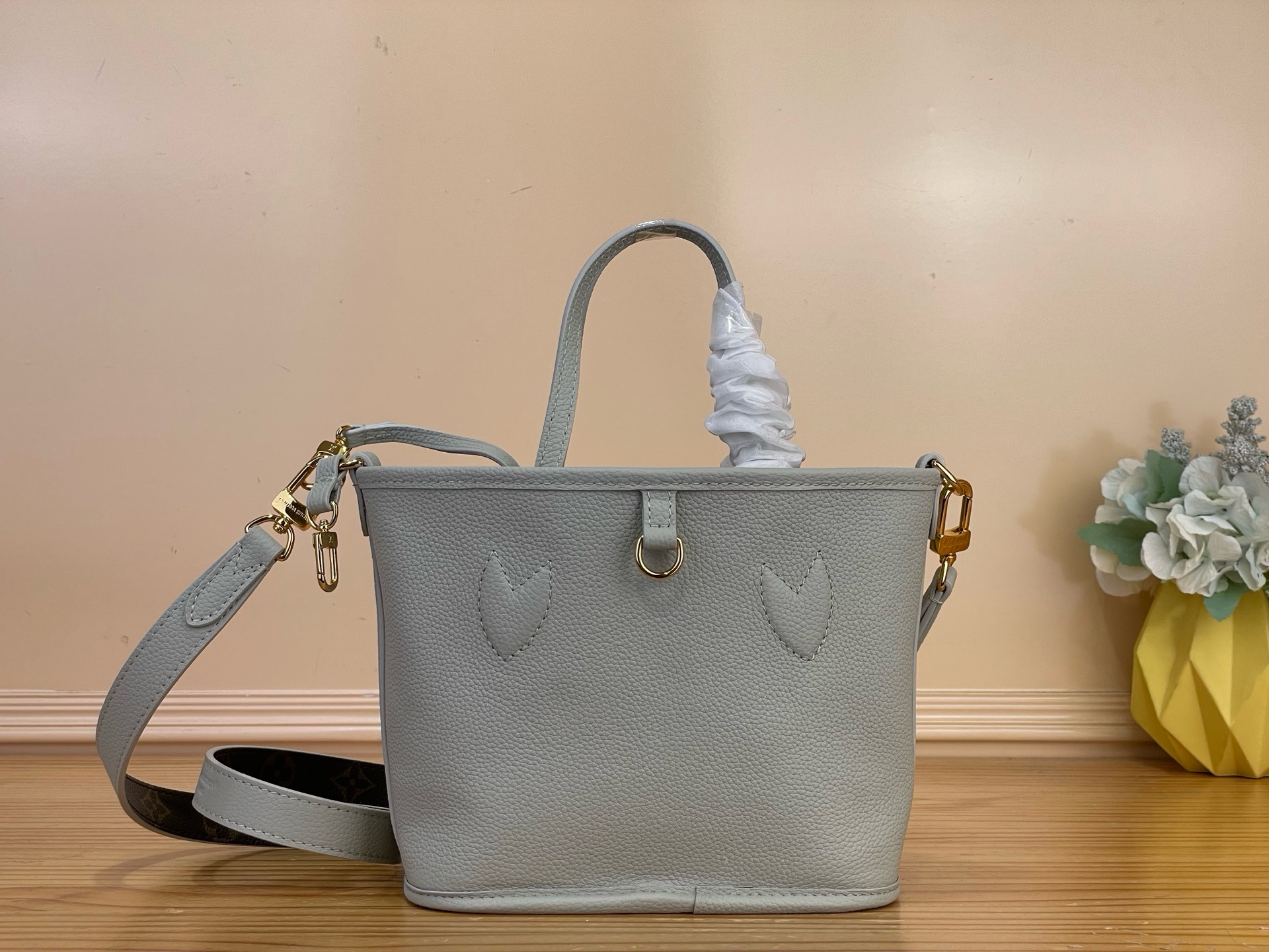 LV 一比一 OnTheGo 小號托特包 灰色拼接設計手提斜背女包