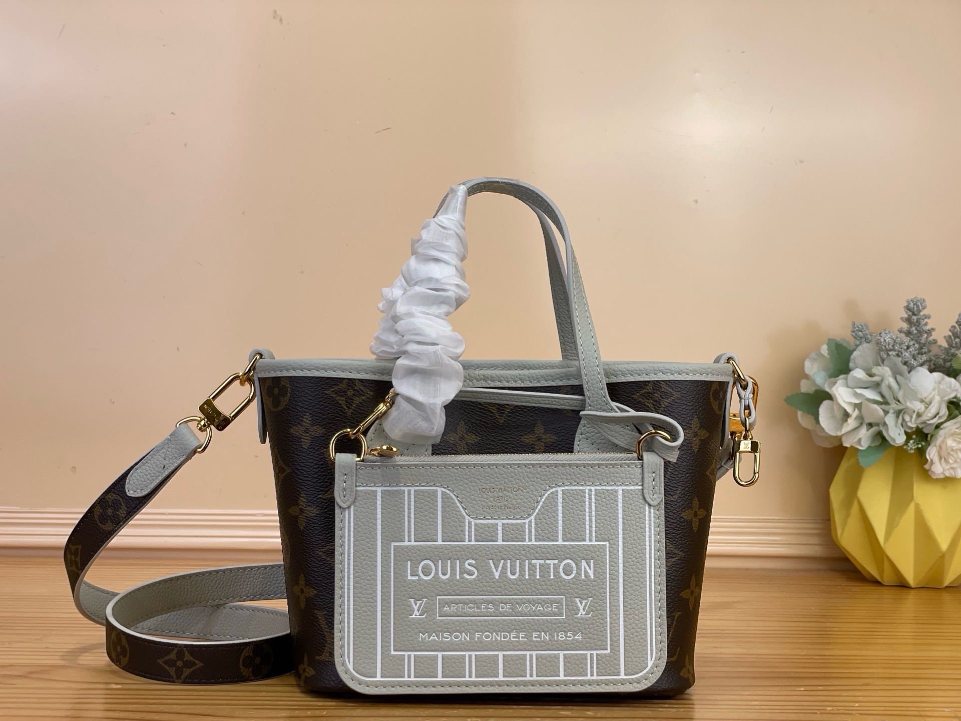 LV 高仿 Monogram 刺繡Speedy旅行包 天空藍手提斜背包