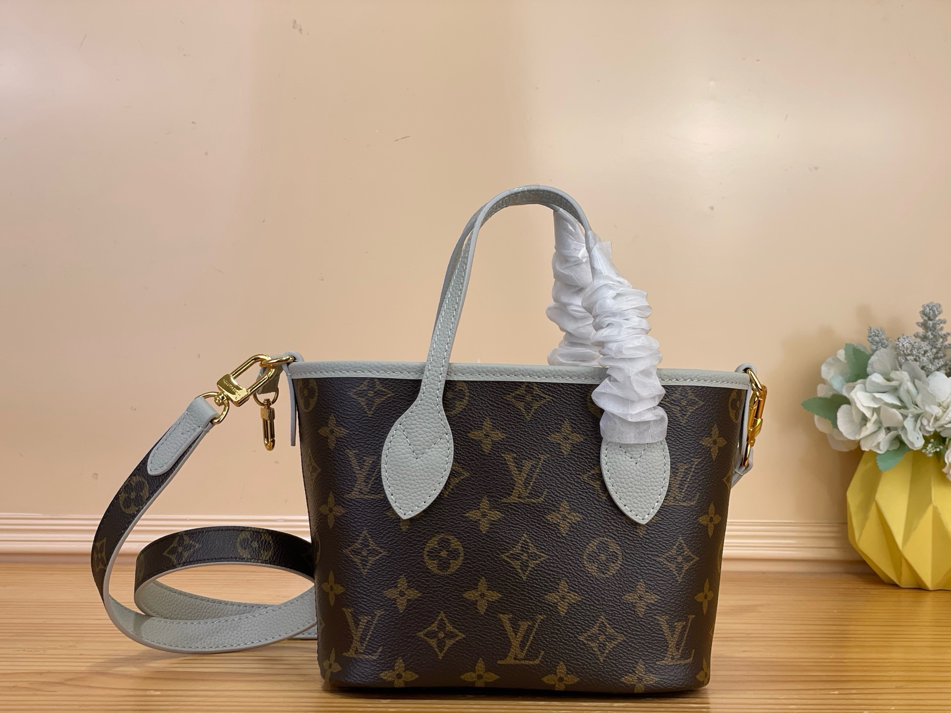LV 高仿 Monogram 刺繡Speedy旅行包 天空藍手提斜背包