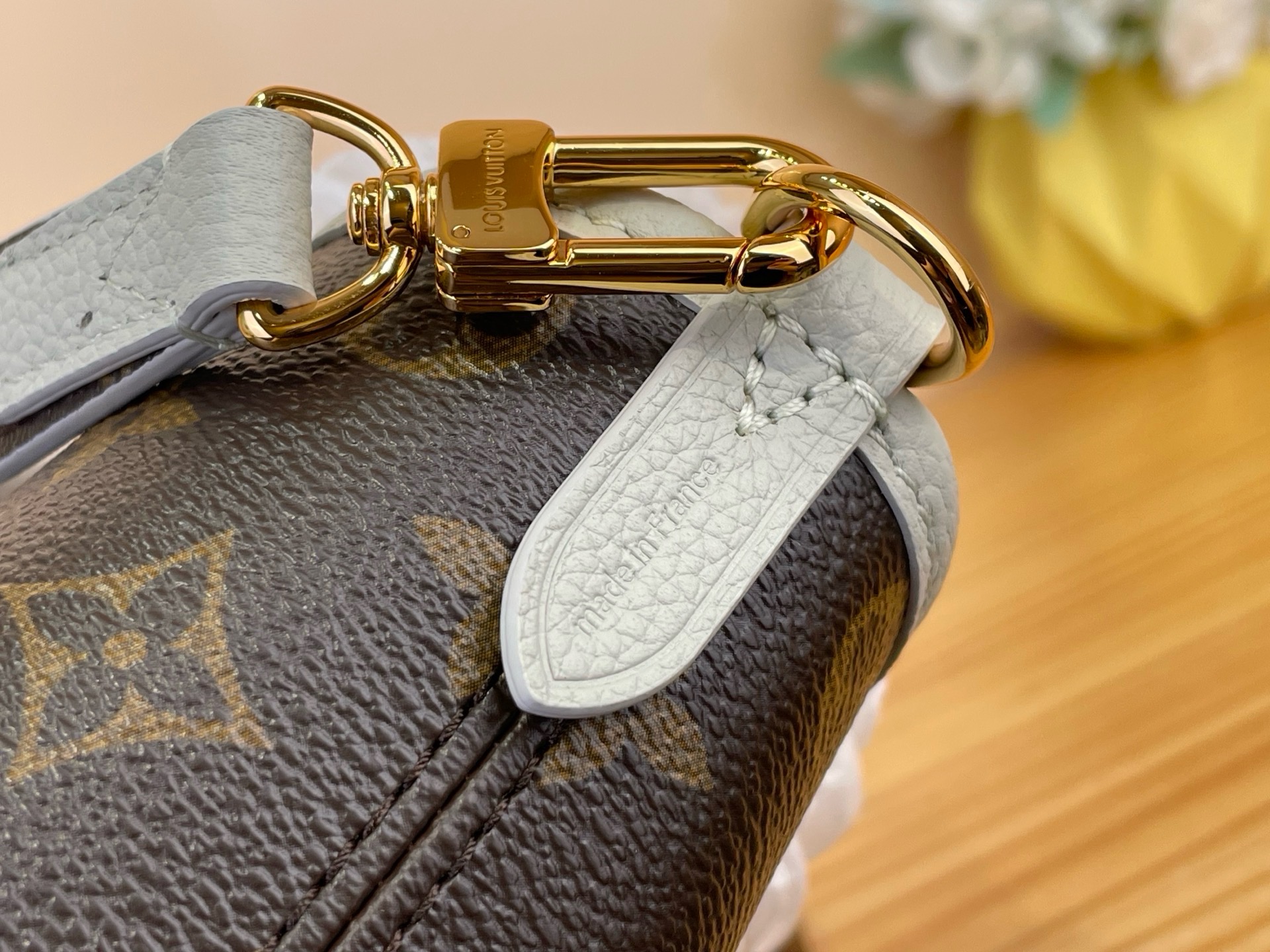 LV 高仿 Monogram 刺繡Speedy旅行包 天空藍手提斜背包