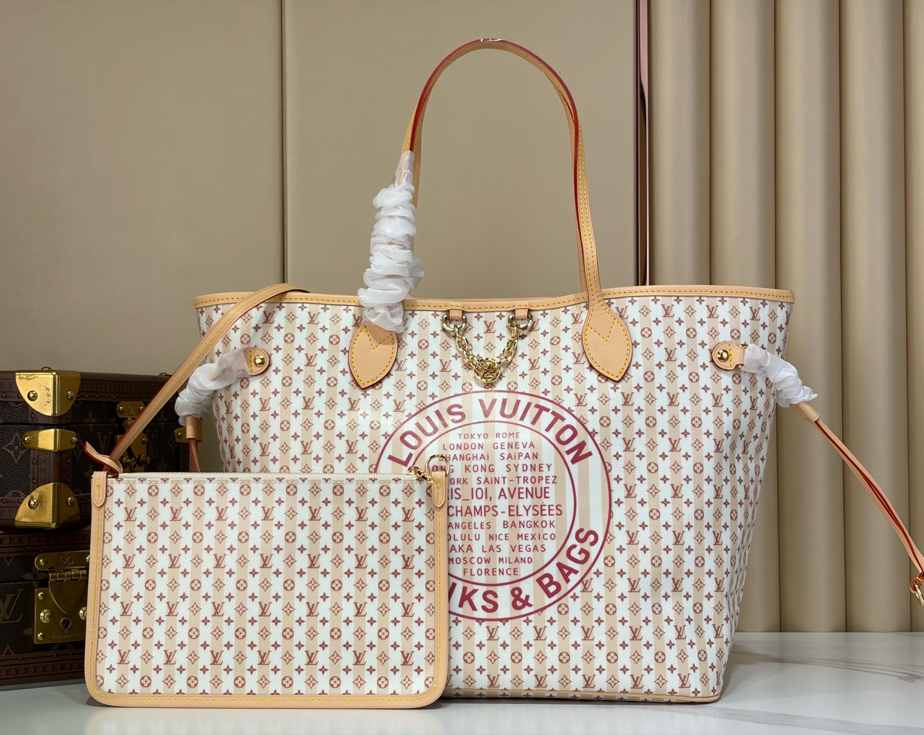 LV 復刻 Neverfull Trunks & Bags 老花托特包 大容量子母包