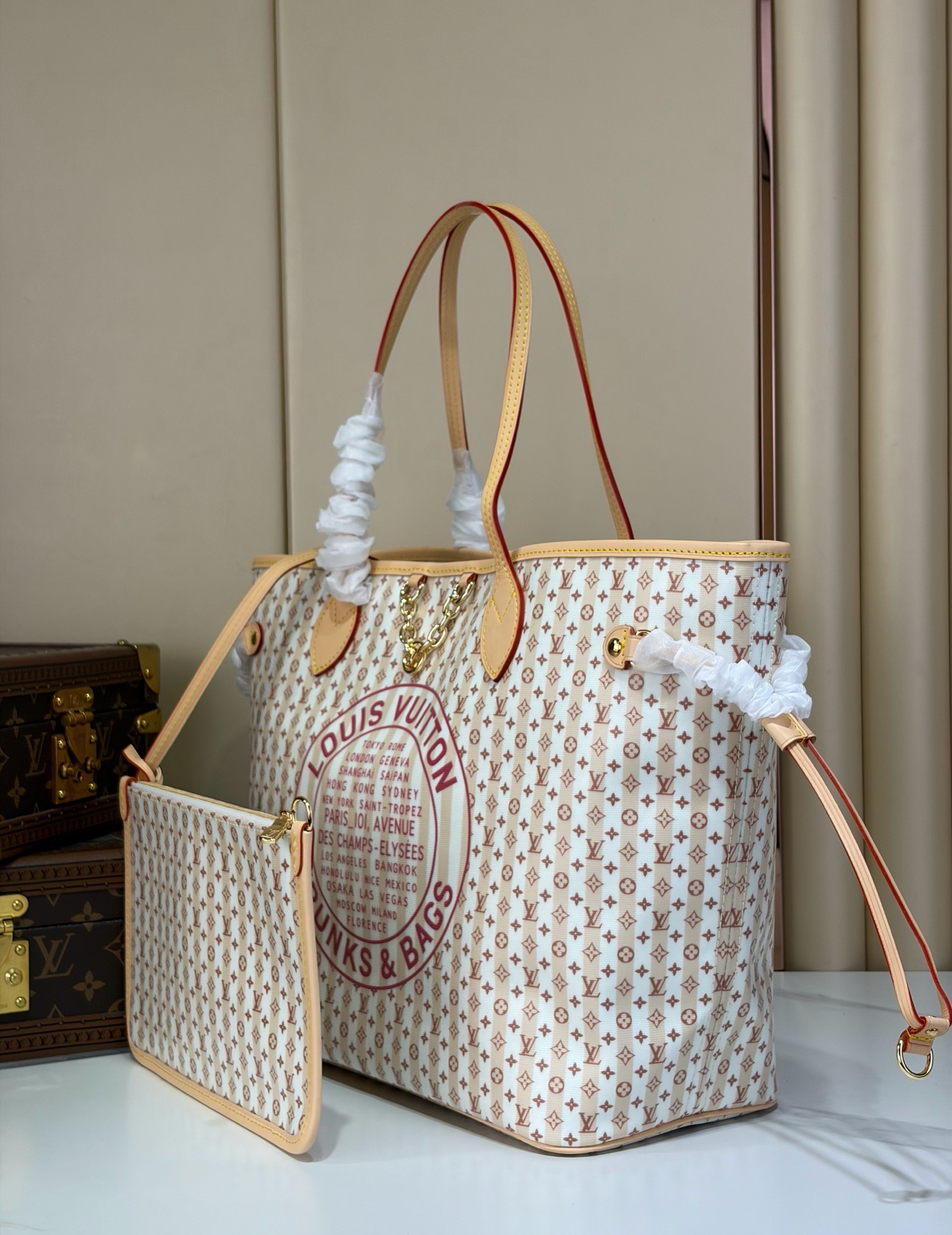 LV 復刻 Neverfull Trunks & Bags 老花托特包 大容量子母包