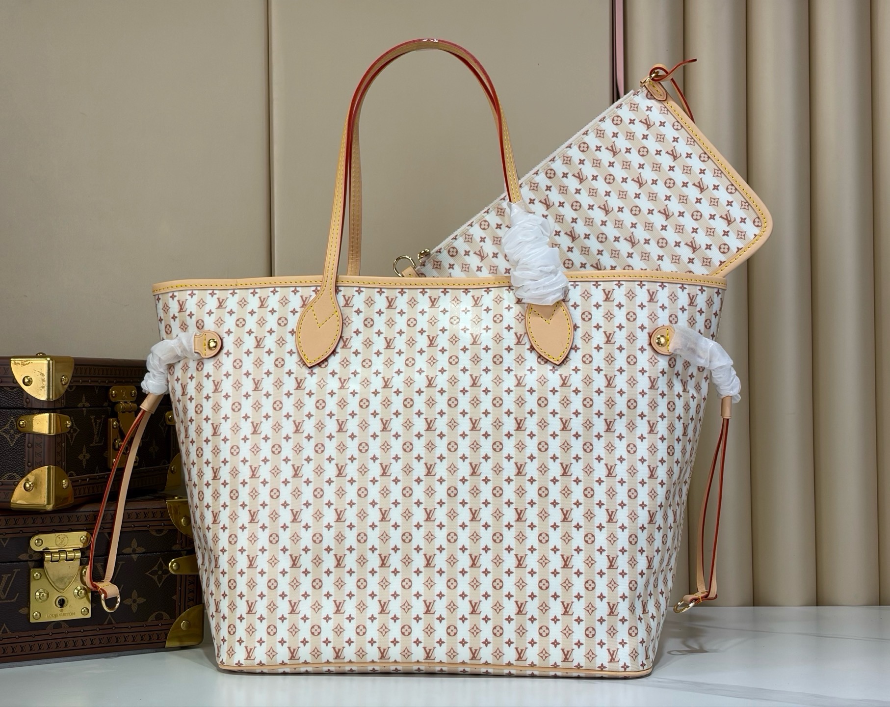 LV 復刻 Neverfull Trunks & Bags 老花托特包 大容量子母包
