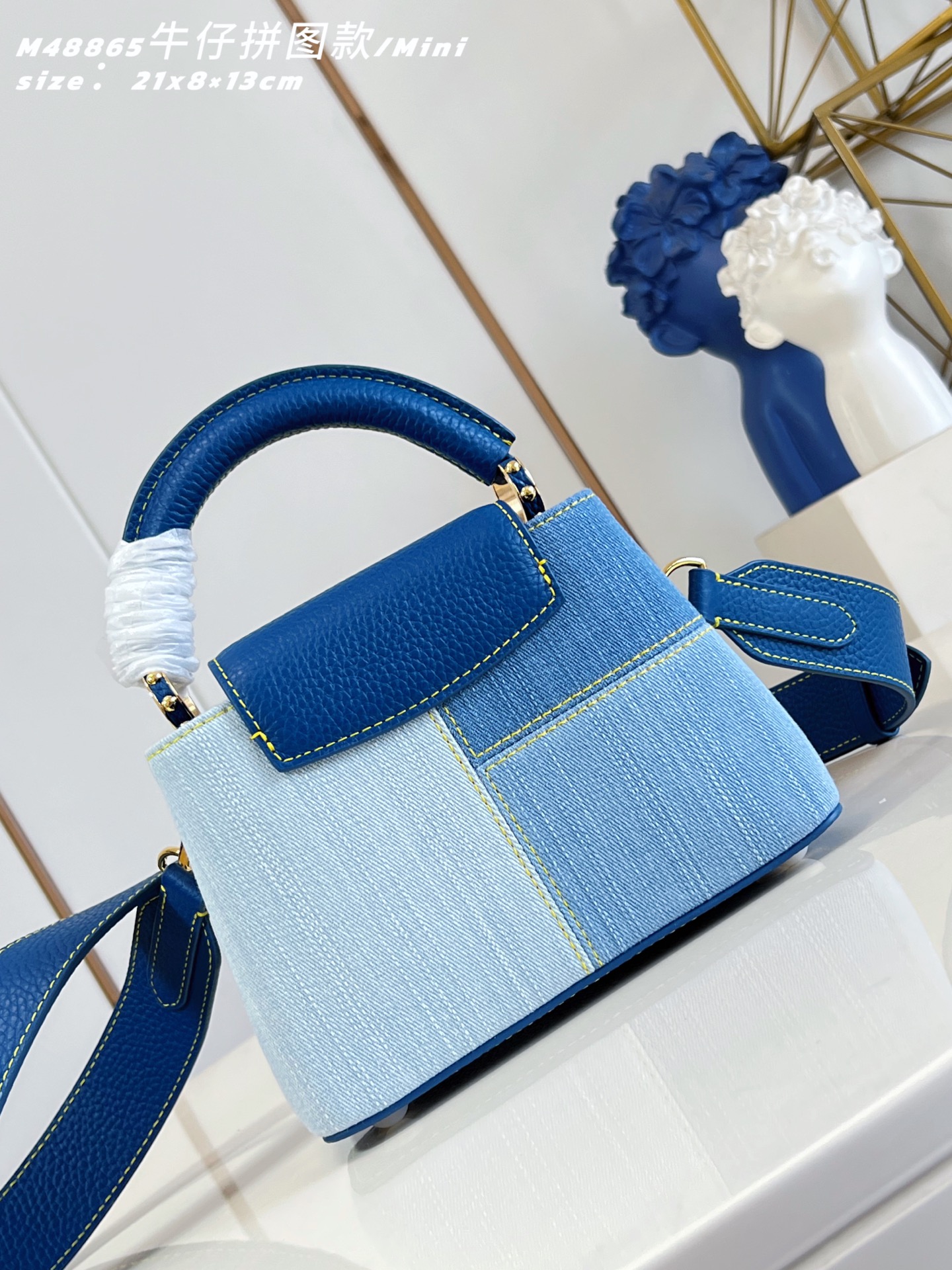 LV 高仿 Capucines Mini 牛仔拼接手提包 斜背女包| 11 LV 高仿 Capucines Mini 牛仔拼接手提包 斜背女包