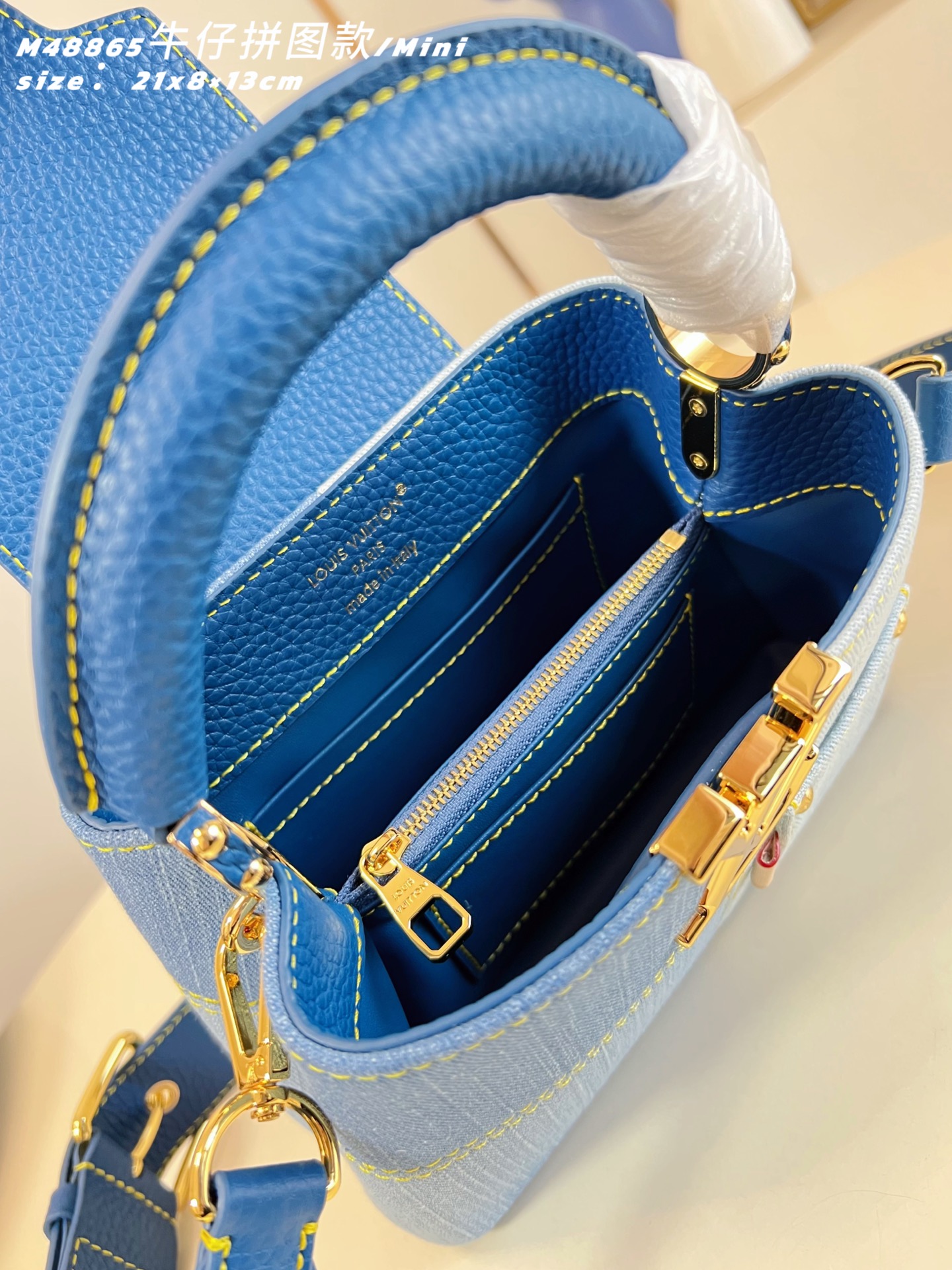 LV 高仿 Capucines Mini 牛仔拼接手提包 斜背女包| 8 LV 高仿 Capucines Mini 牛仔拼接手提包 斜背女包