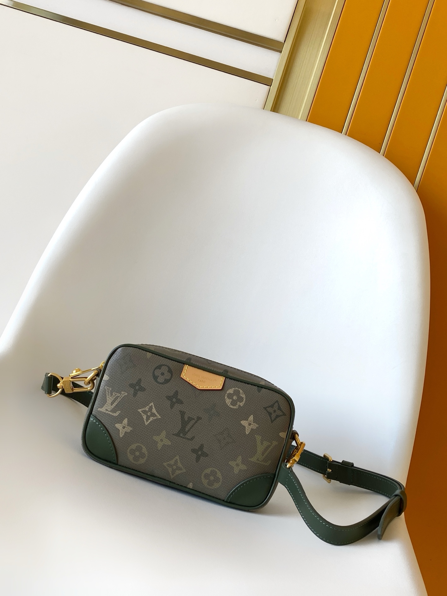 LV 一比一 Monogram灰綠拼接相機包 斜挎單肩小方包