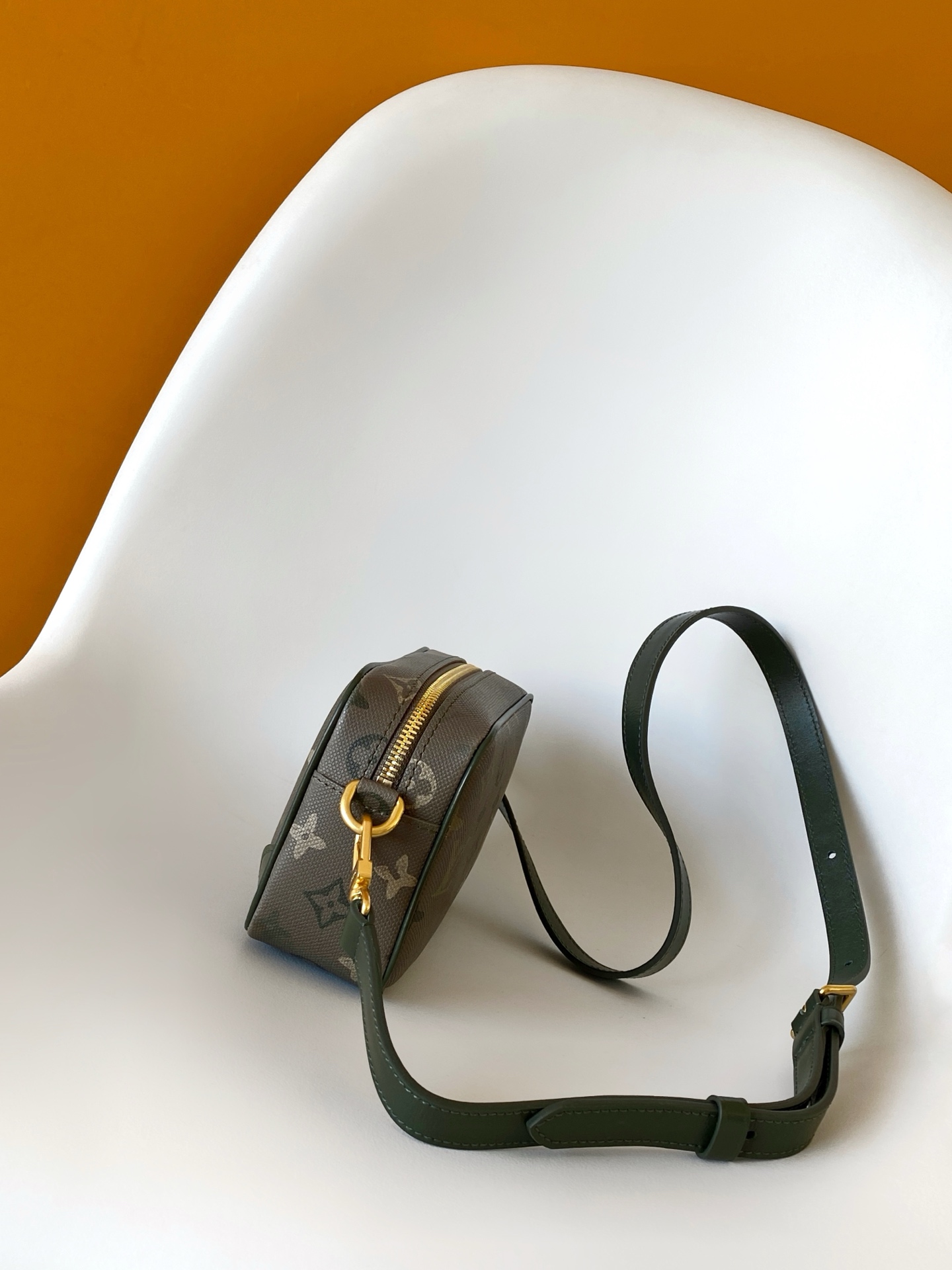 LV 一比一 Monogram灰綠拼接相機包 斜挎單肩小方包