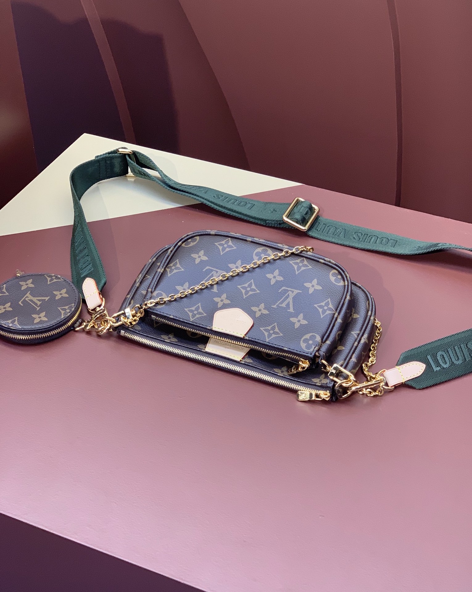 LV 高仿三合一斜背包 一比一Multi Pochette 鏈條女包