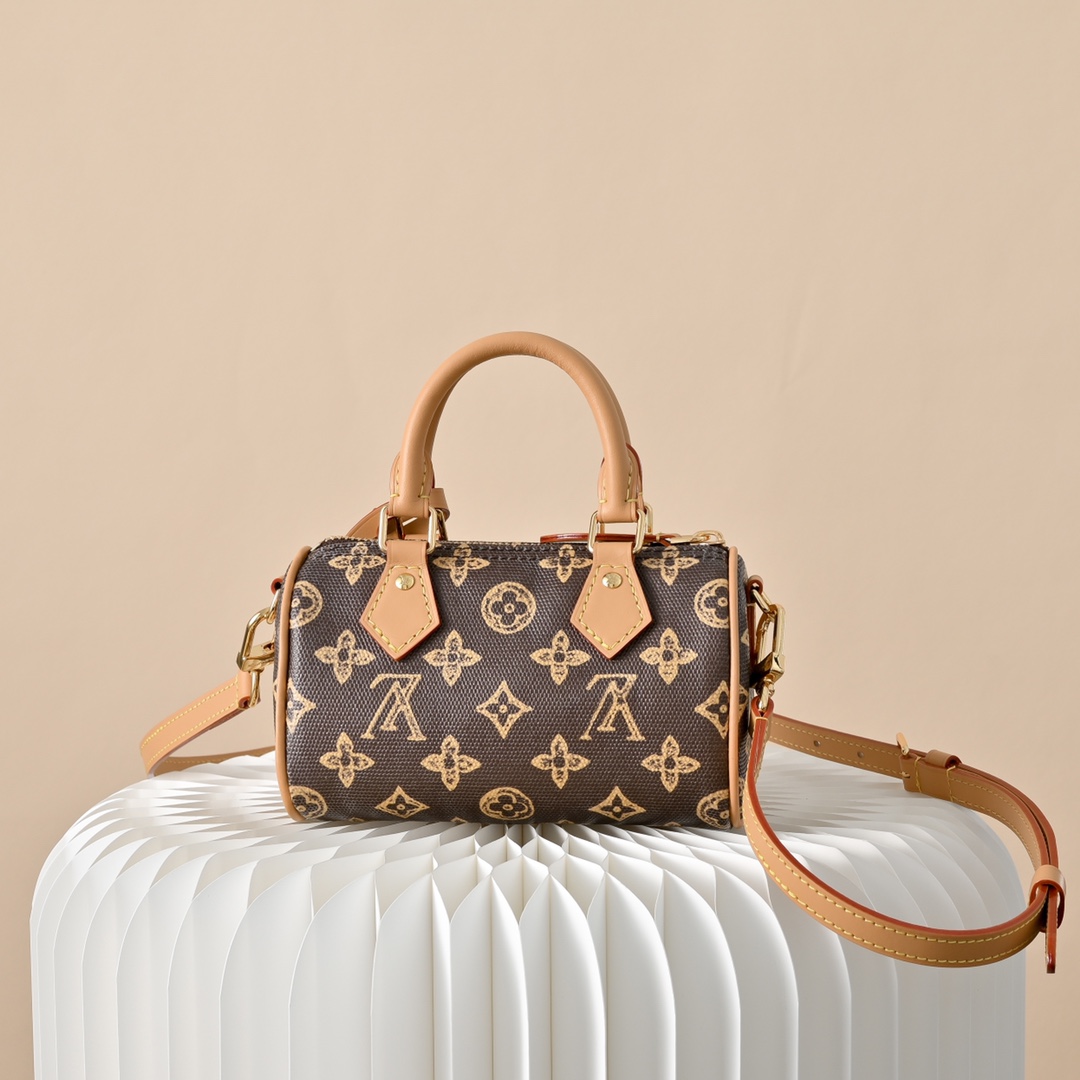 LV 一比一Nano Speedy迷你包 A貨老花手提斜背女包
