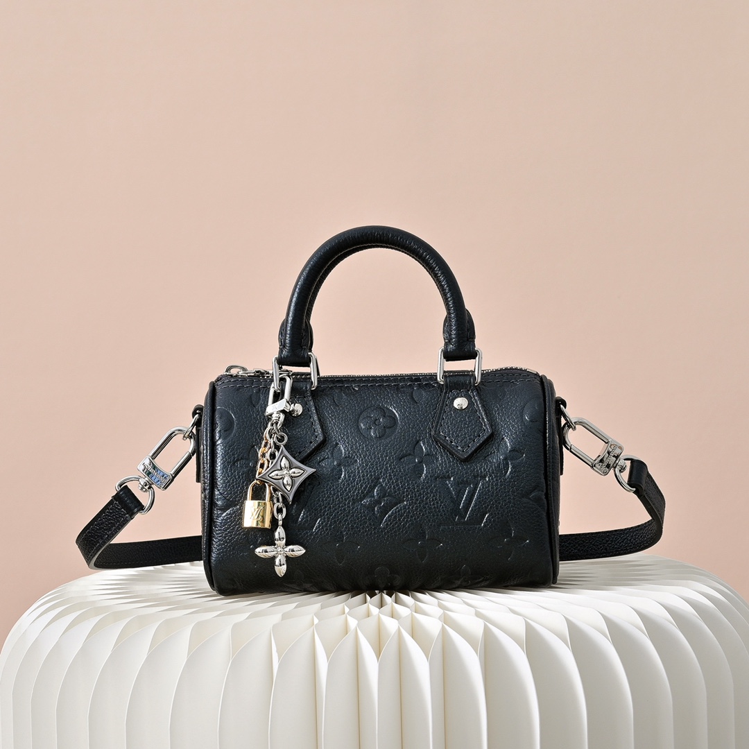LV A貨迷你手提包 Speedy Nano 黑色斜背兩用款