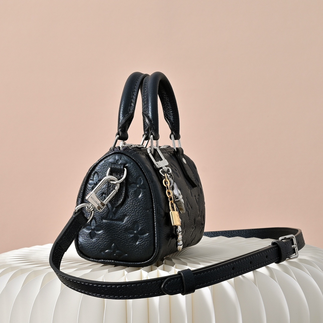 LV A貨迷你手提包 Speedy Nano 黑色斜背兩用款