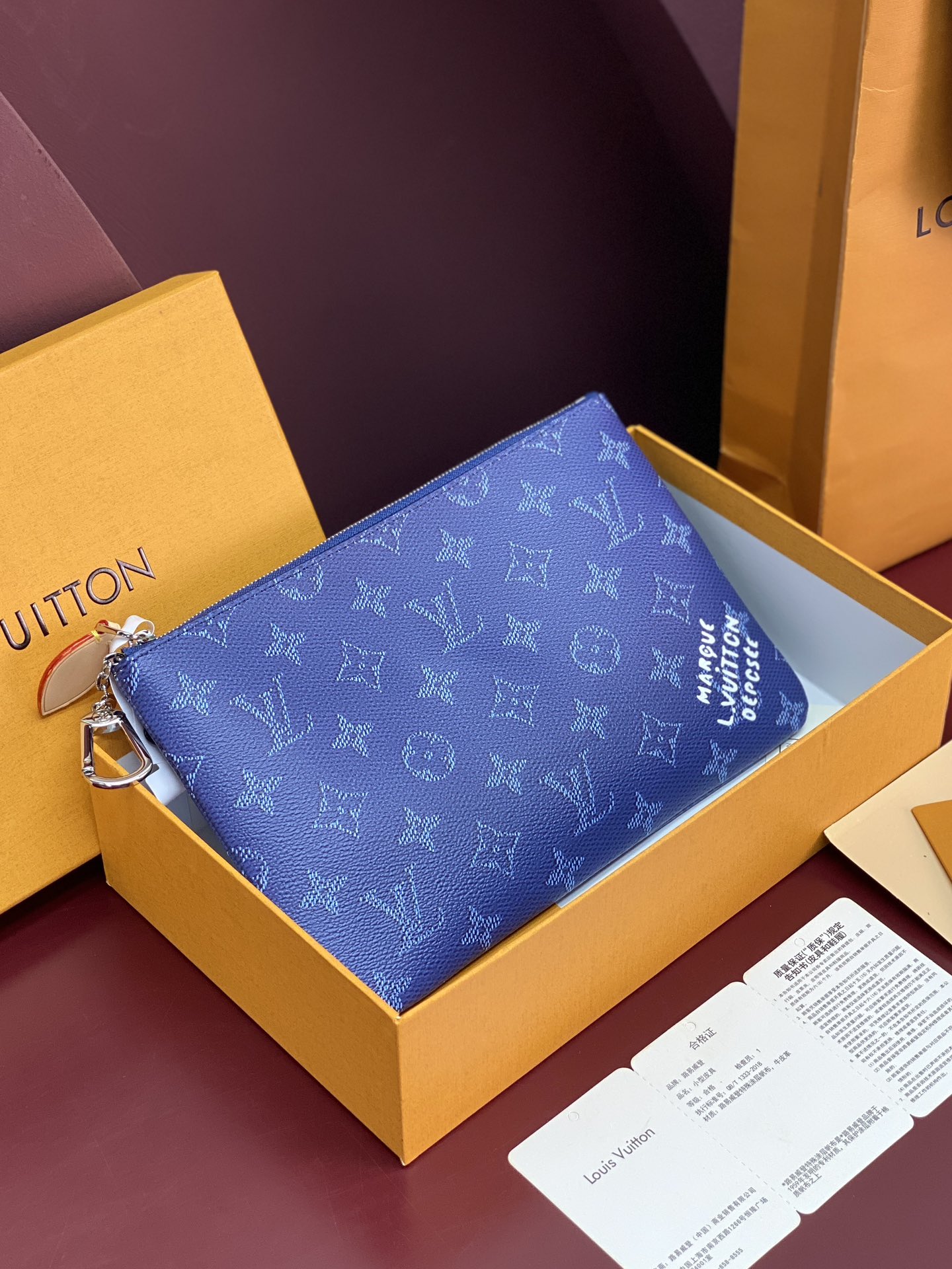 LV 一比一 Monogram 藍色拉鍊零錢包 女款精品收納小包| 6 LV 一比一 Monogram 藍色拉鍊零錢包 女款精品收納小包