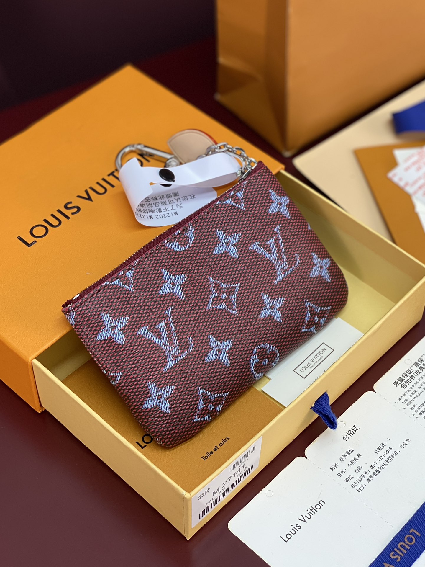 LV 一比一 Monogram 酒紅藍字迷你零錢包 女款精品收納包| 13 LV 一比一 Monogram 酒紅藍字迷你零錢包 女款精品收納包