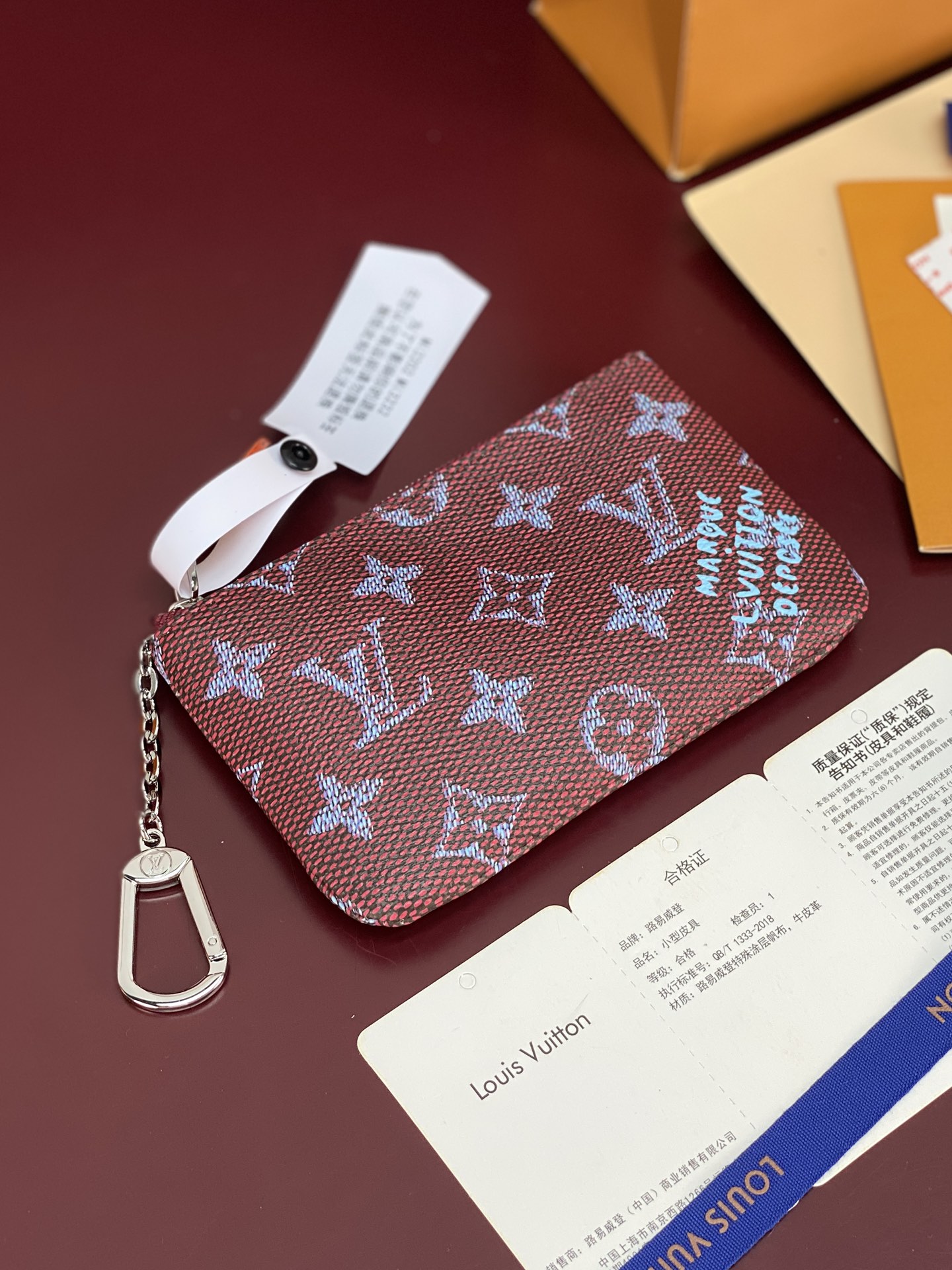 LV 一比一 Monogram 酒紅藍字迷你零錢包 女款精品收納包| 12 LV 一比一 Monogram 酒紅藍字迷你零錢包 女款精品收納包