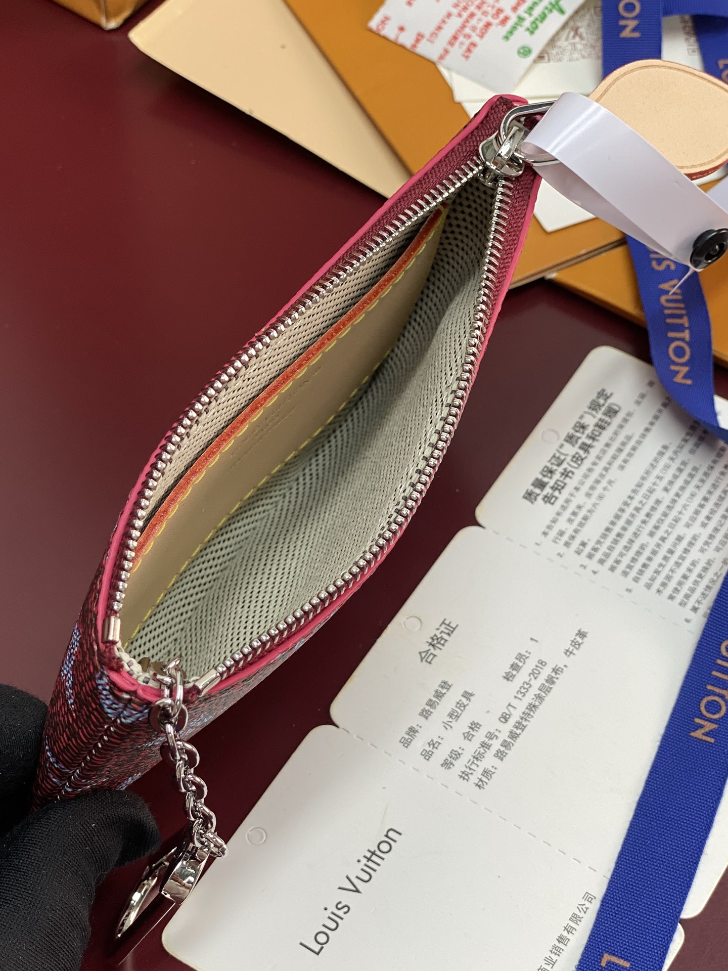 LV 一比一 Monogram 酒紅藍字迷你零錢包 女款精品收納包| 10 LV 一比一 Monogram 酒紅藍字迷你零錢包 女款精品收納包