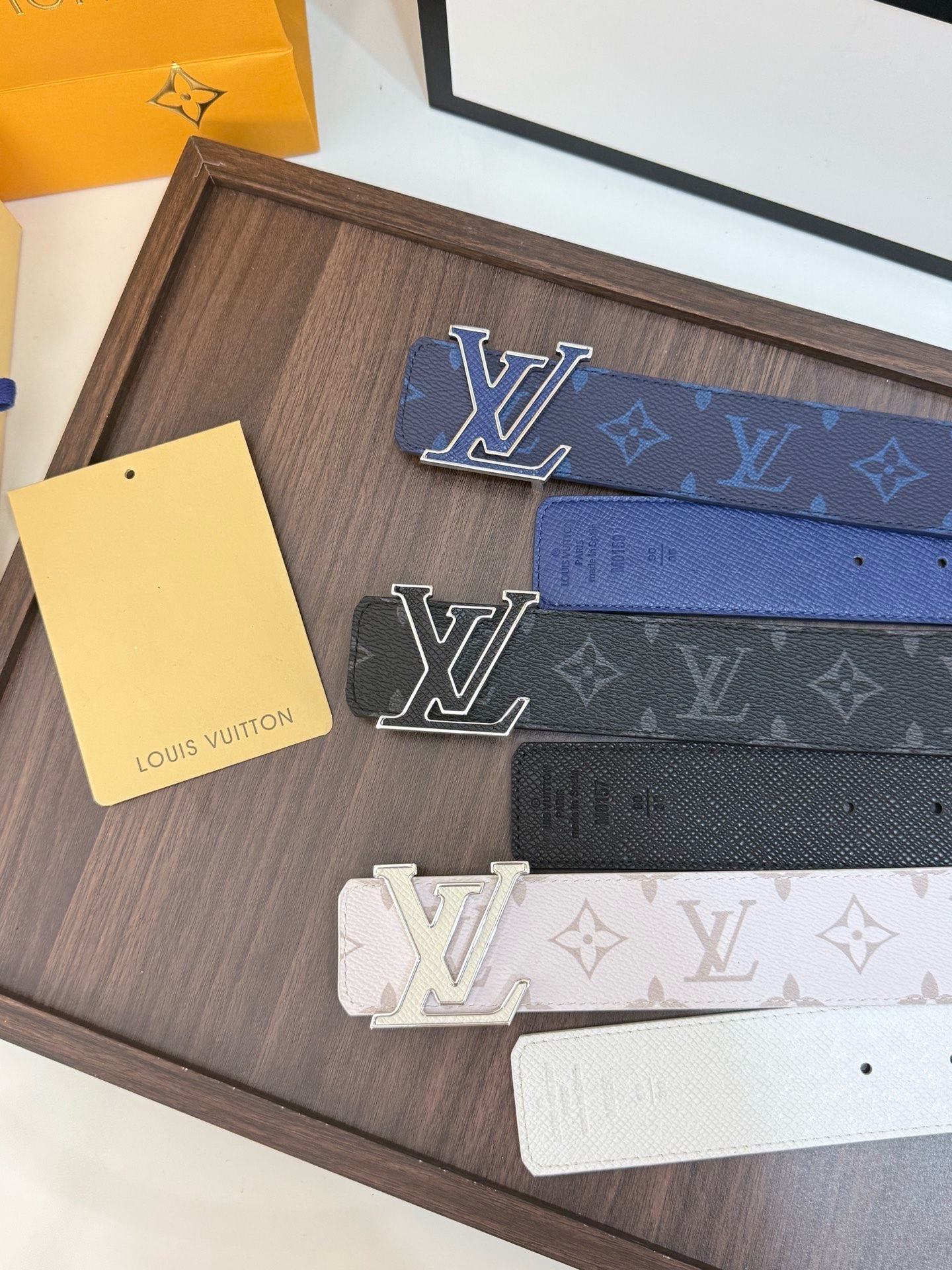 LV 原單男款藍色Monogram皮帶 大LV字母扣時尚商務款| 6 LV 原單男款藍色Monogram皮帶 大LV字母扣時尚商務款