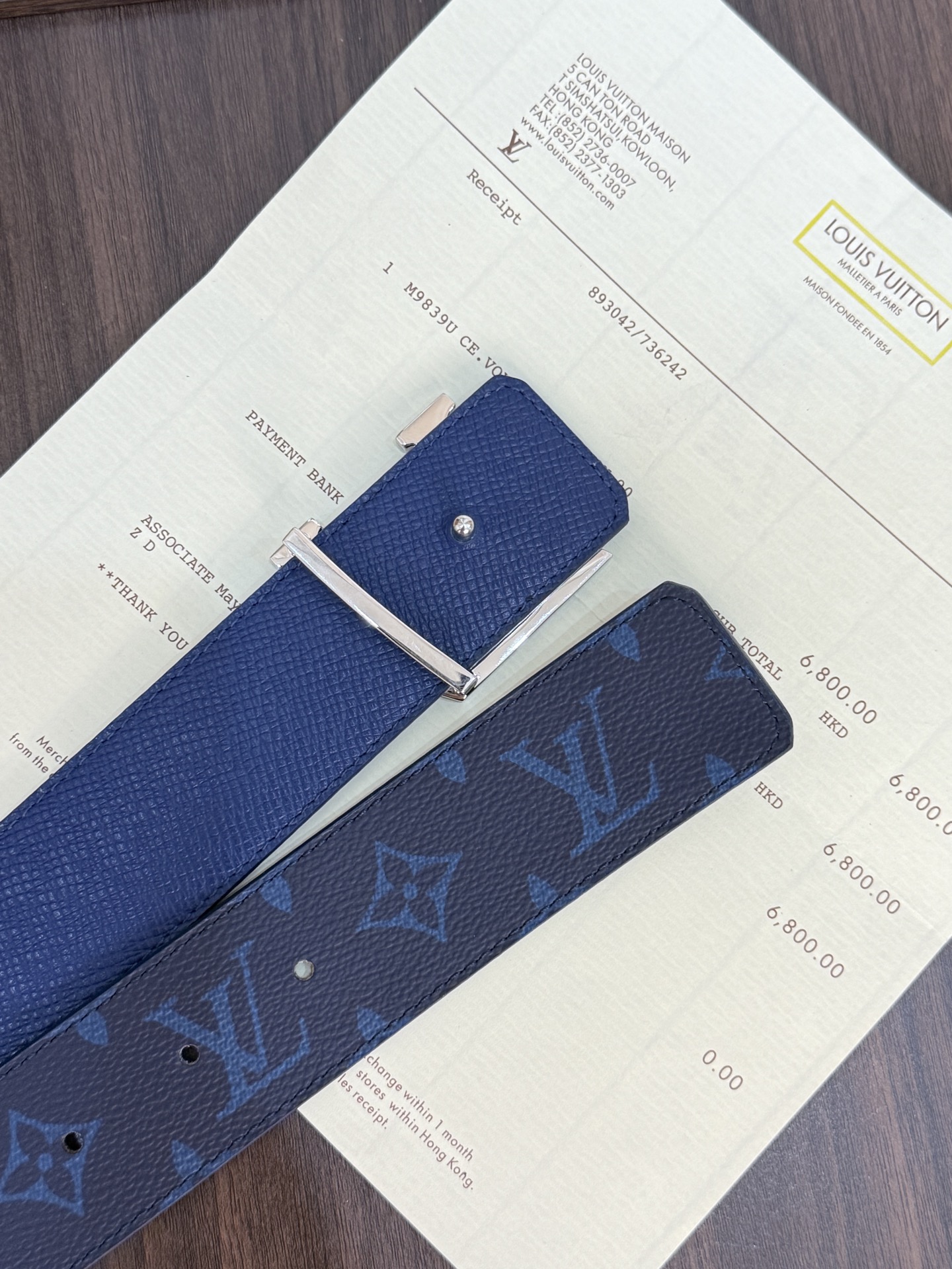 LV 原單男款藍色Monogram皮帶 大LV字母扣時尚商務款| 7 LV 原單男款藍色Monogram皮帶 大LV字母扣時尚商務款