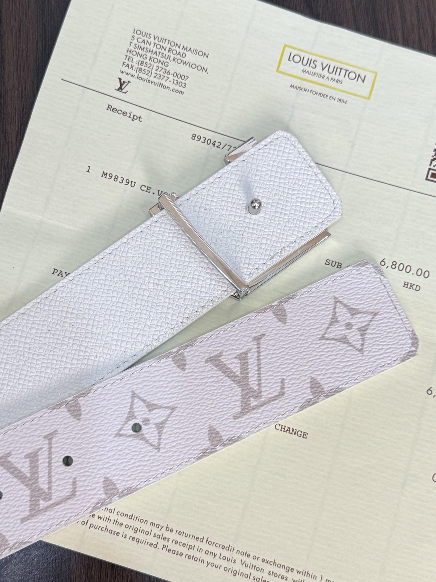 LV 高仿男款白色Monogram皮帶 銀色LV扣百搭時尚款| 7 LV 高仿男款白色Monogram皮帶 銀色LV扣百搭時尚款