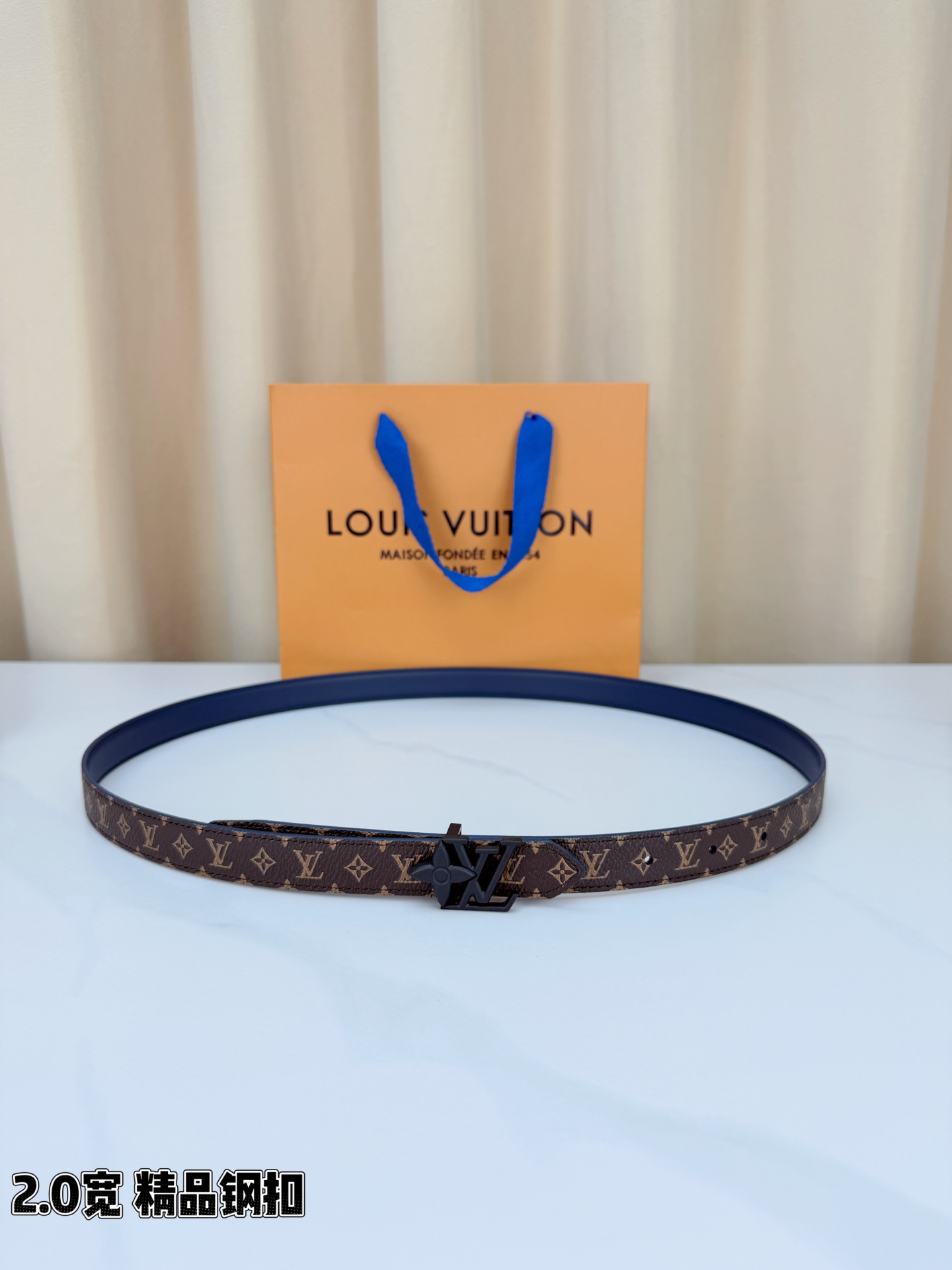 LV 原單女款 Monogram 細版黑扣腰帶 時尚百搭款