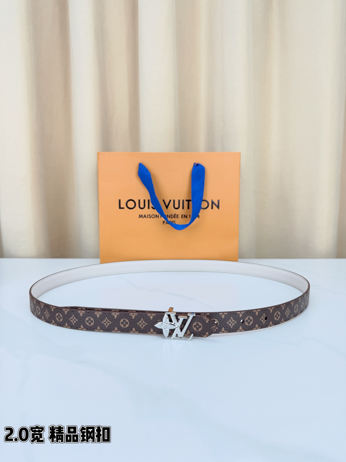 LV 一比一女款 Monogram 細版銀扣腰帶 氣質穿搭款