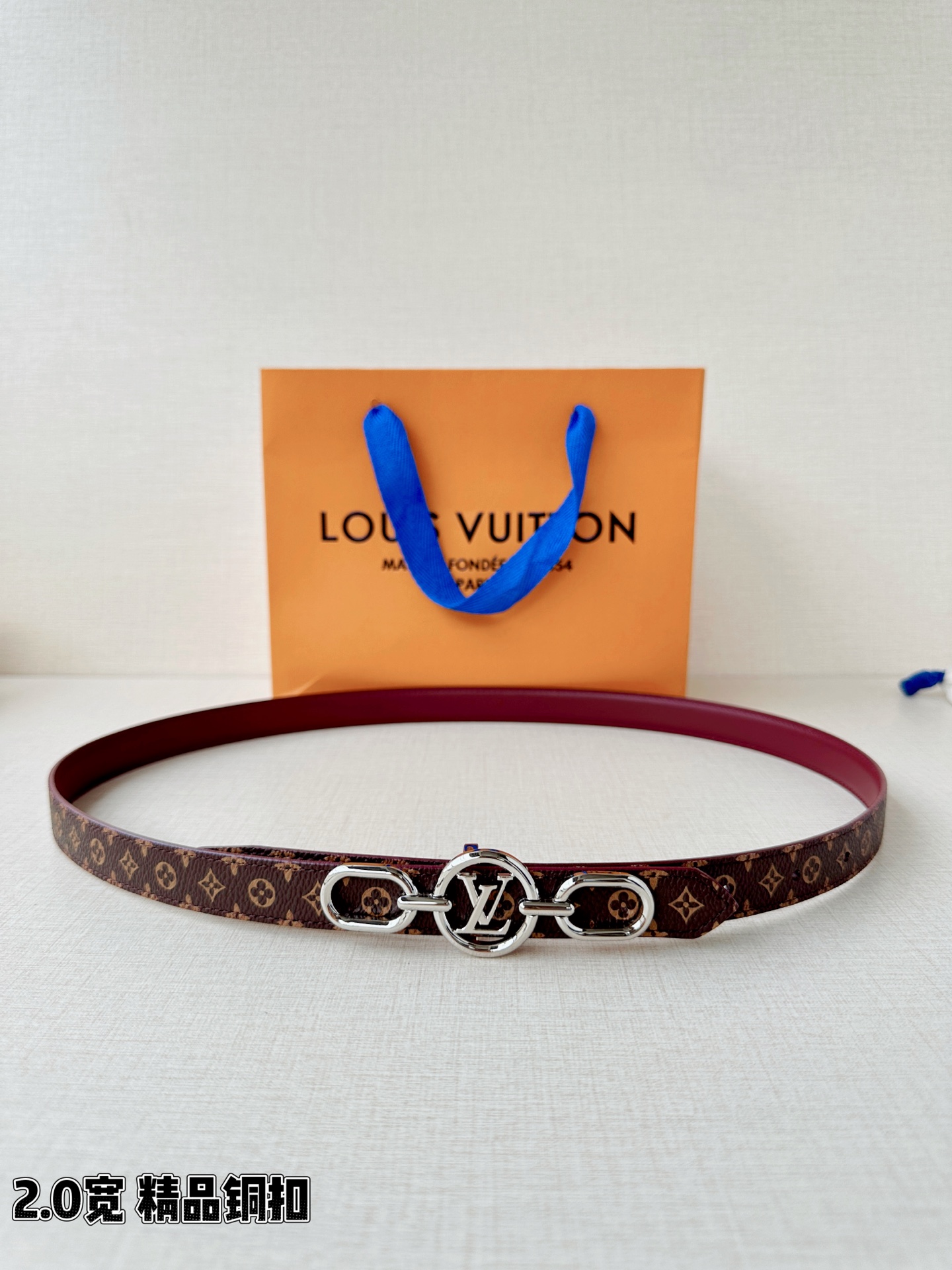 LV A貨女款 Monogram 圓環鏈條扣細版腰帶 優雅百搭款