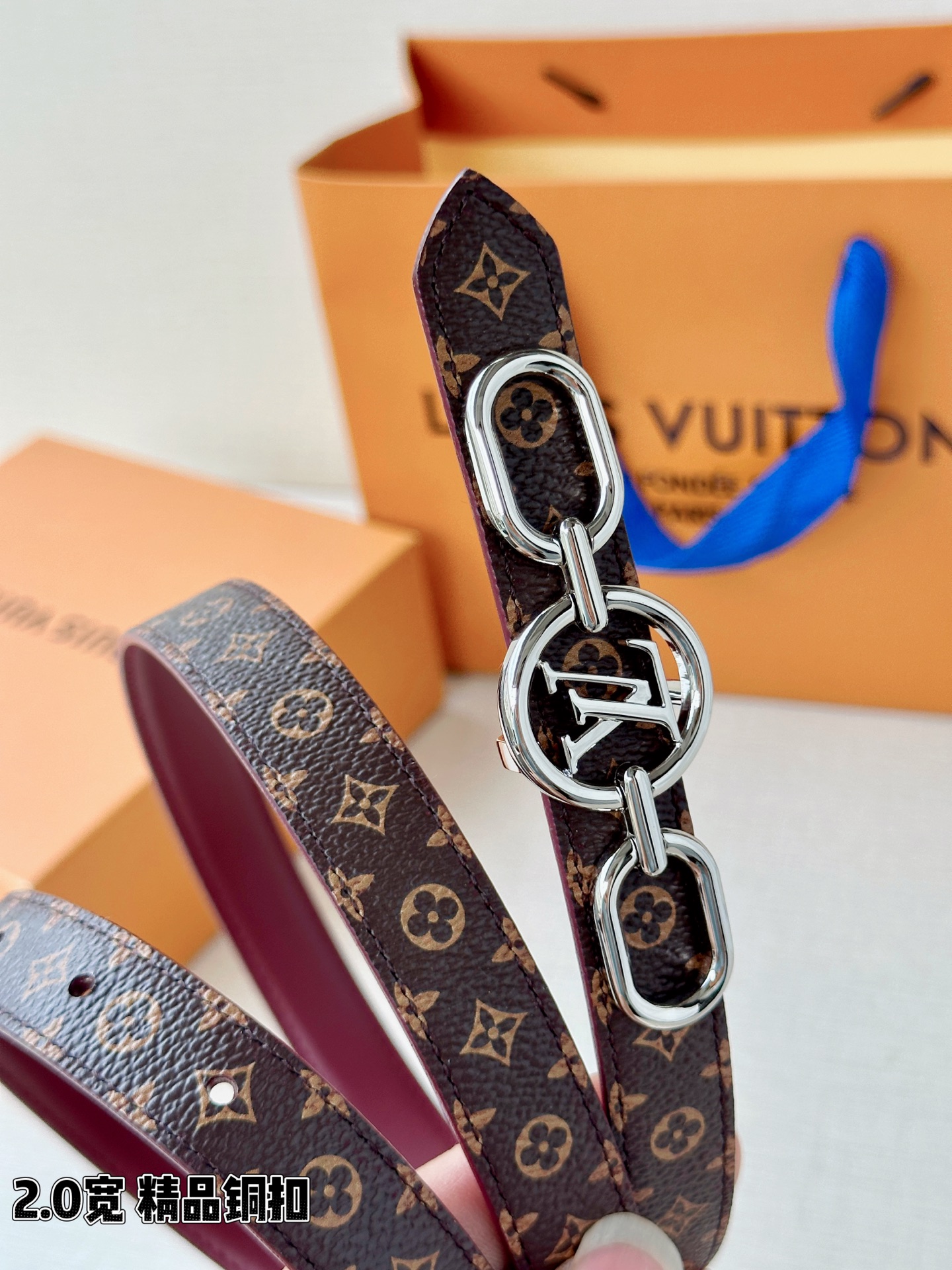 LV A貨女款 Monogram 圓環鏈條扣細版腰帶 優雅百搭款| 14 LV A貨女款 Monogram 圓環鏈條扣細版腰帶 優雅百搭款