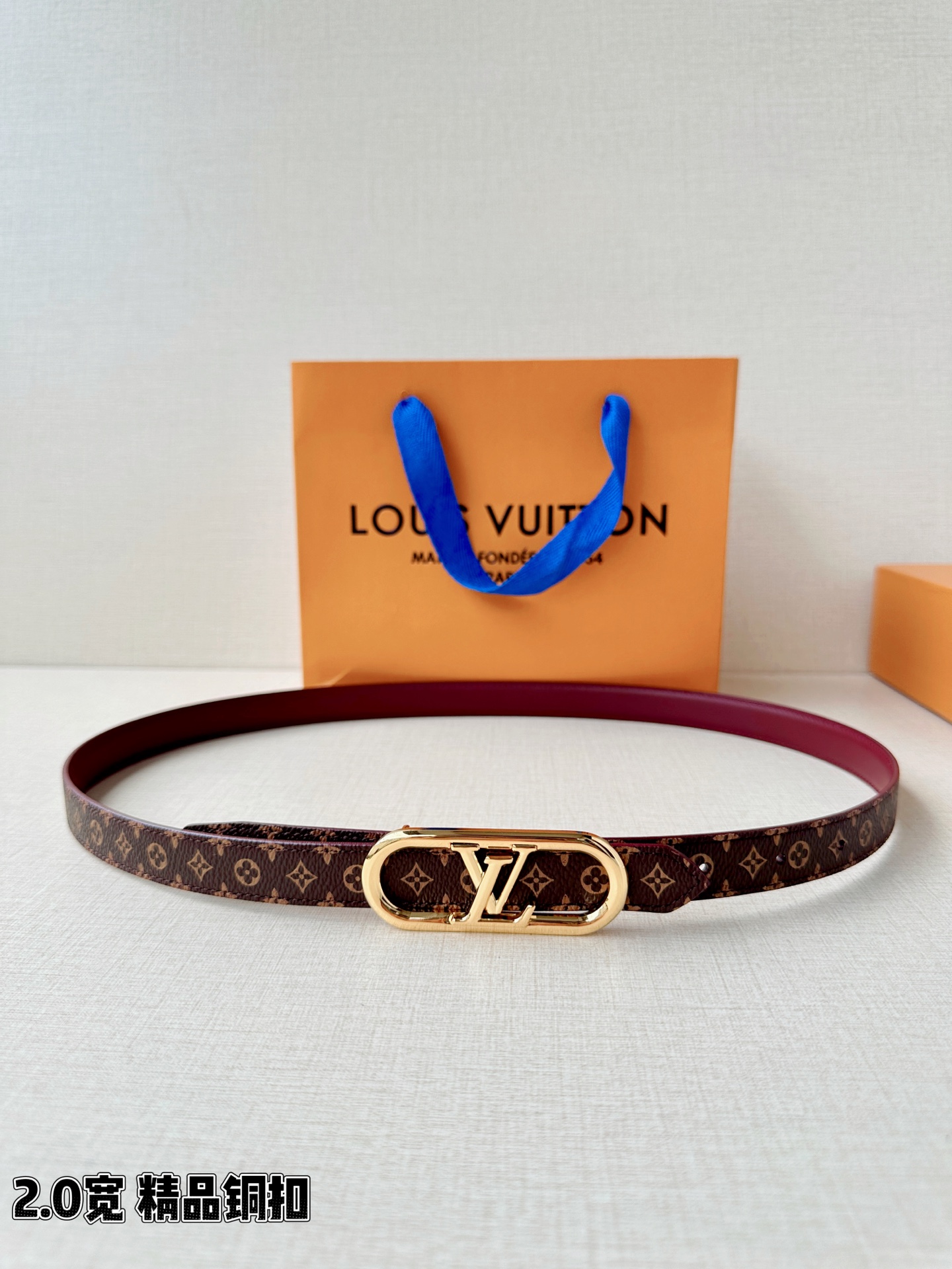 LV 復刻女款 Monogram 橢圓LV扣細版腰帶 優雅百搭款