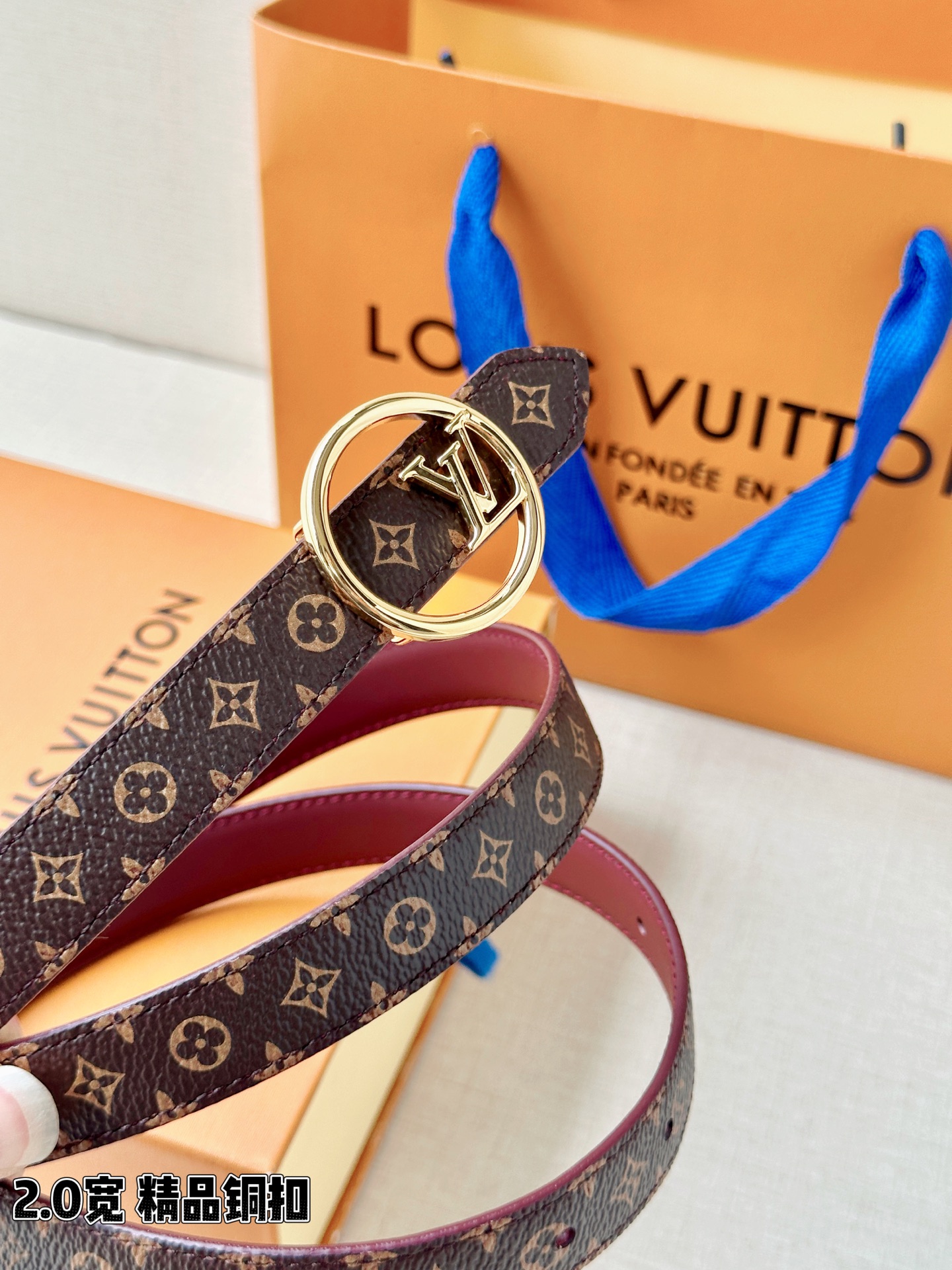 LV 原單女款 Monogram 黑色LV扣細版腰帶 時尚百搭款