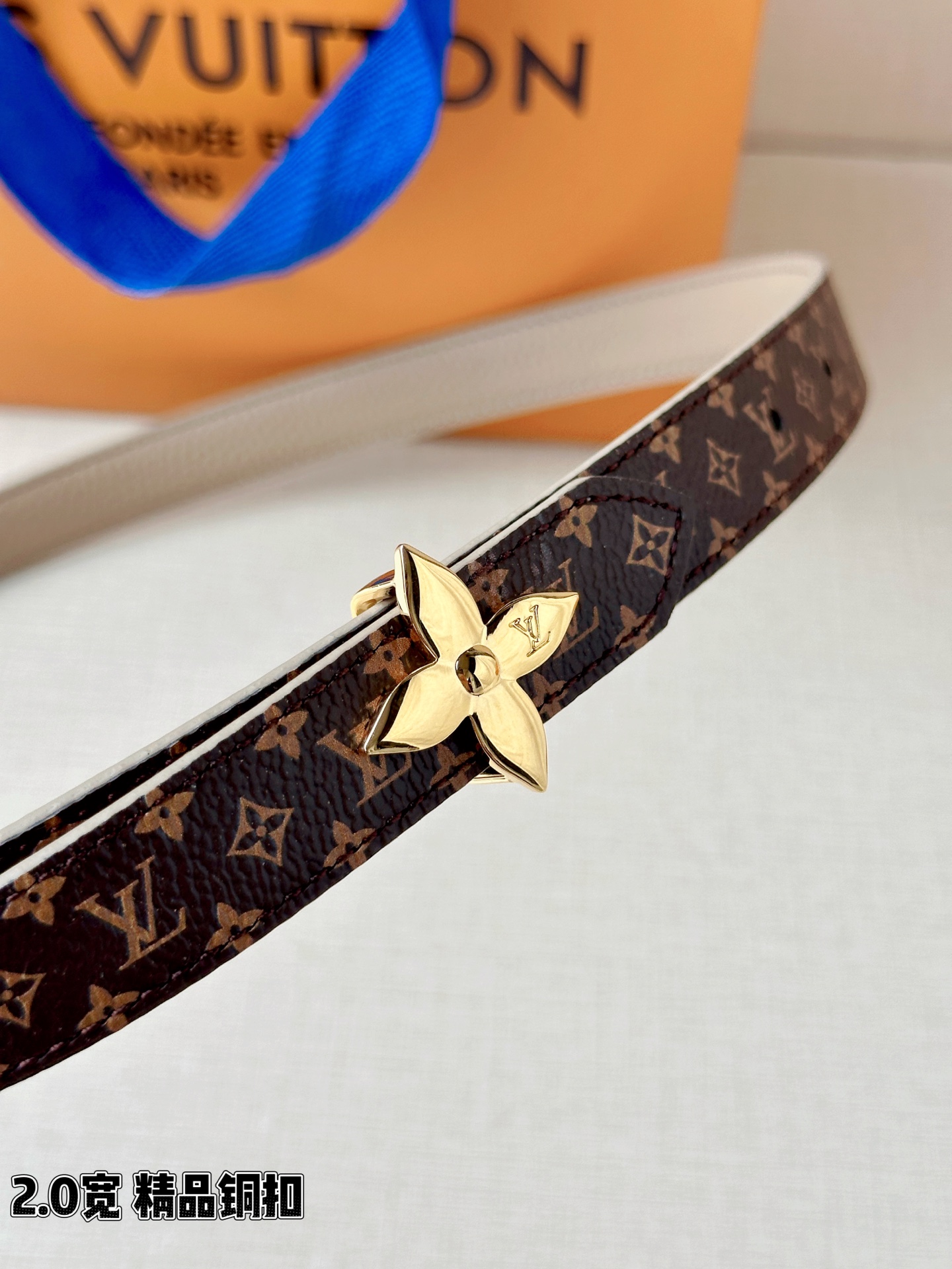 LV A貨女款 Monogram 花朵金扣細版腰帶 優雅百搭款| 13 LV A貨女款 Monogram 花朵金扣細版腰帶 優雅百搭款