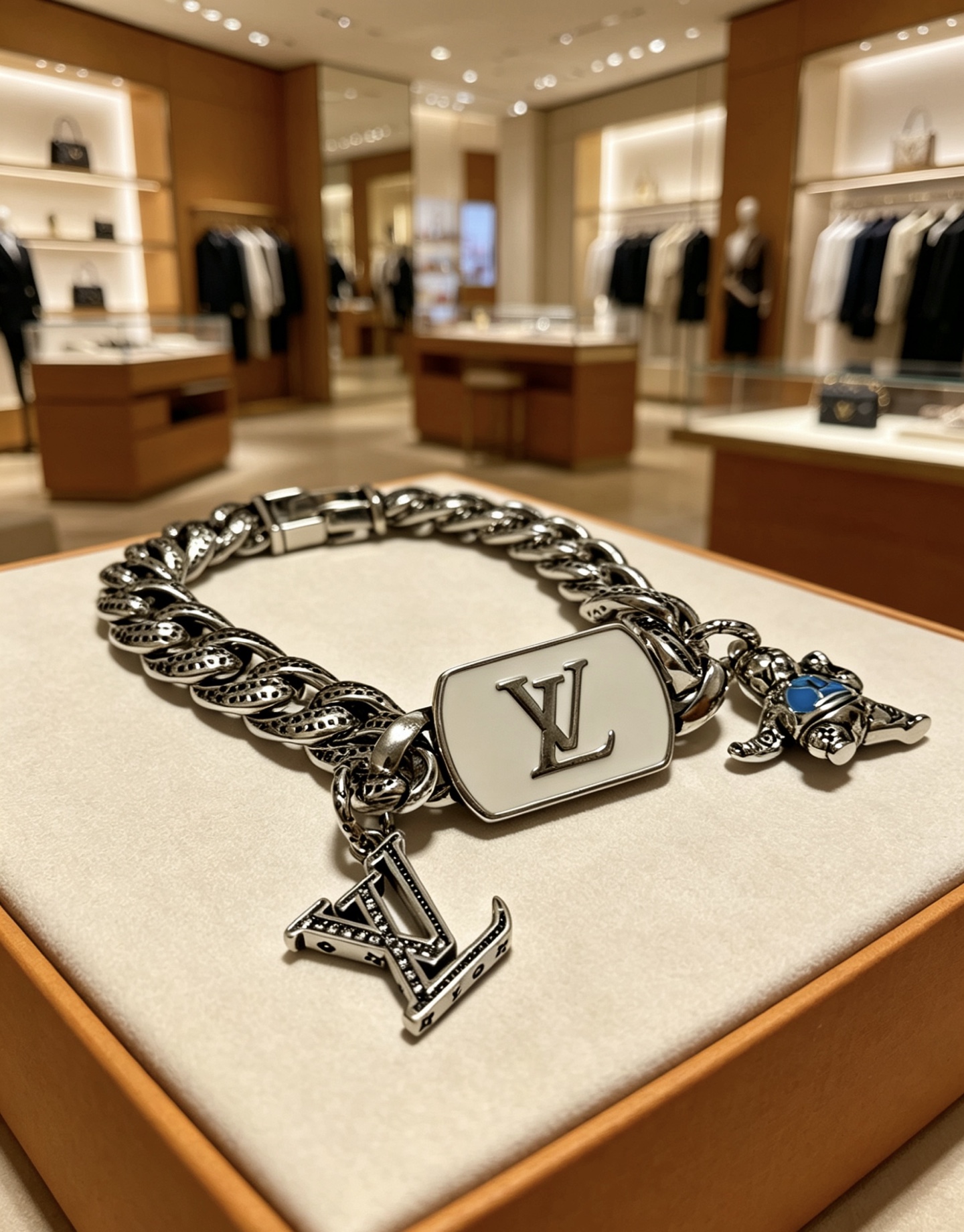 LV高仿男女款粗鍊手鍊潮流設計金屬質感個性百搭款