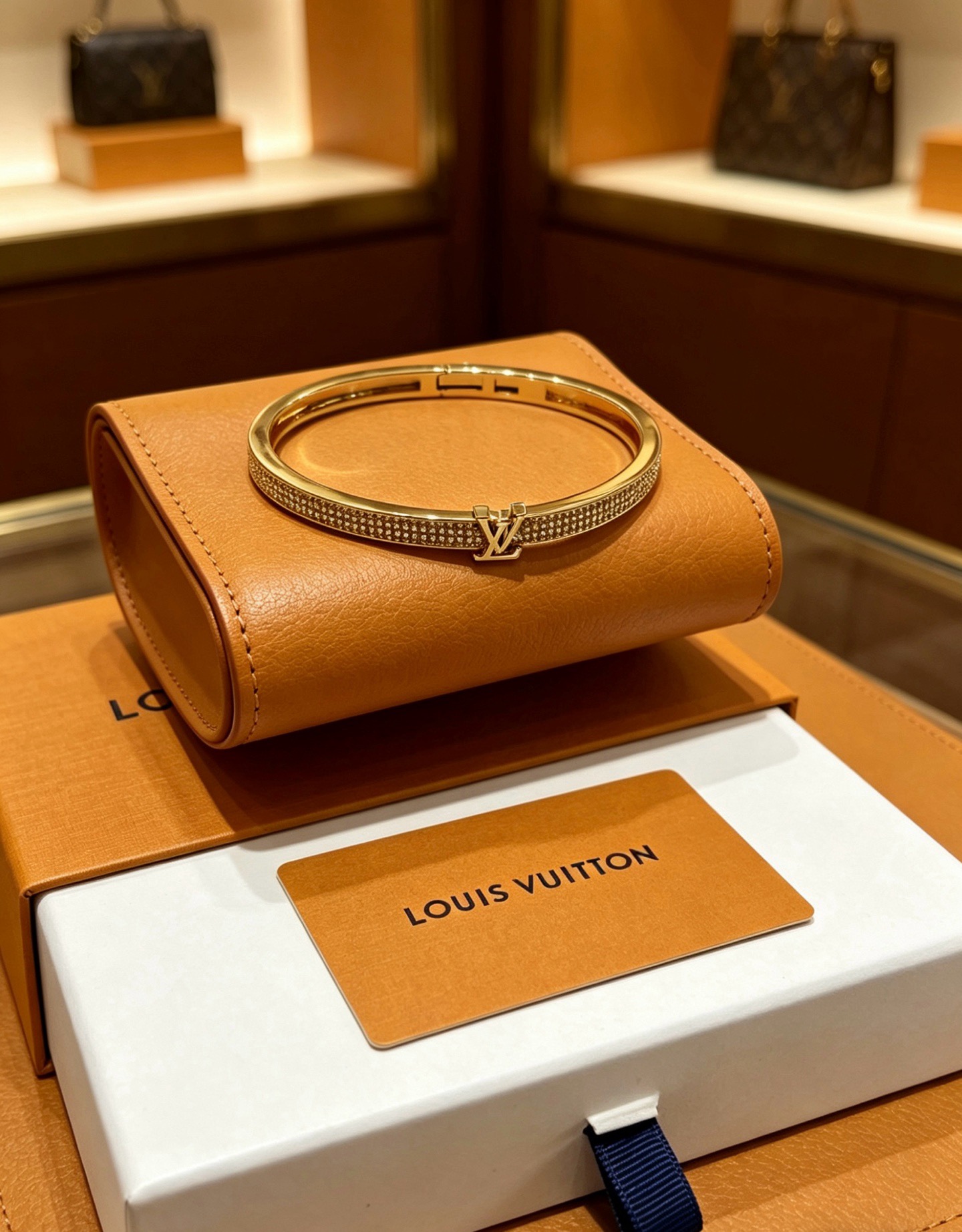 LV A貨女士金色細鑽手鐲優雅氣質設計輕奢百搭款