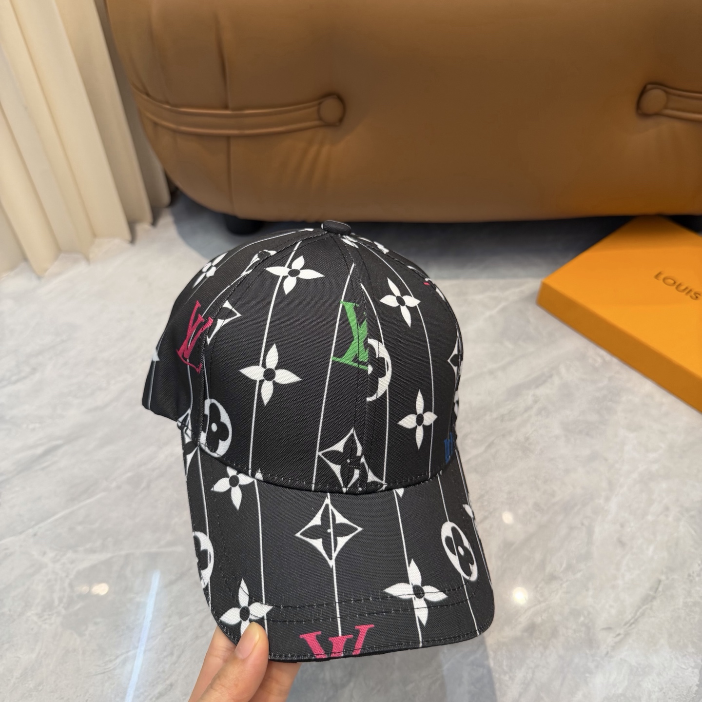 LV A貨 男/女款 黑色滿版老花棒球帽 經典百搭款