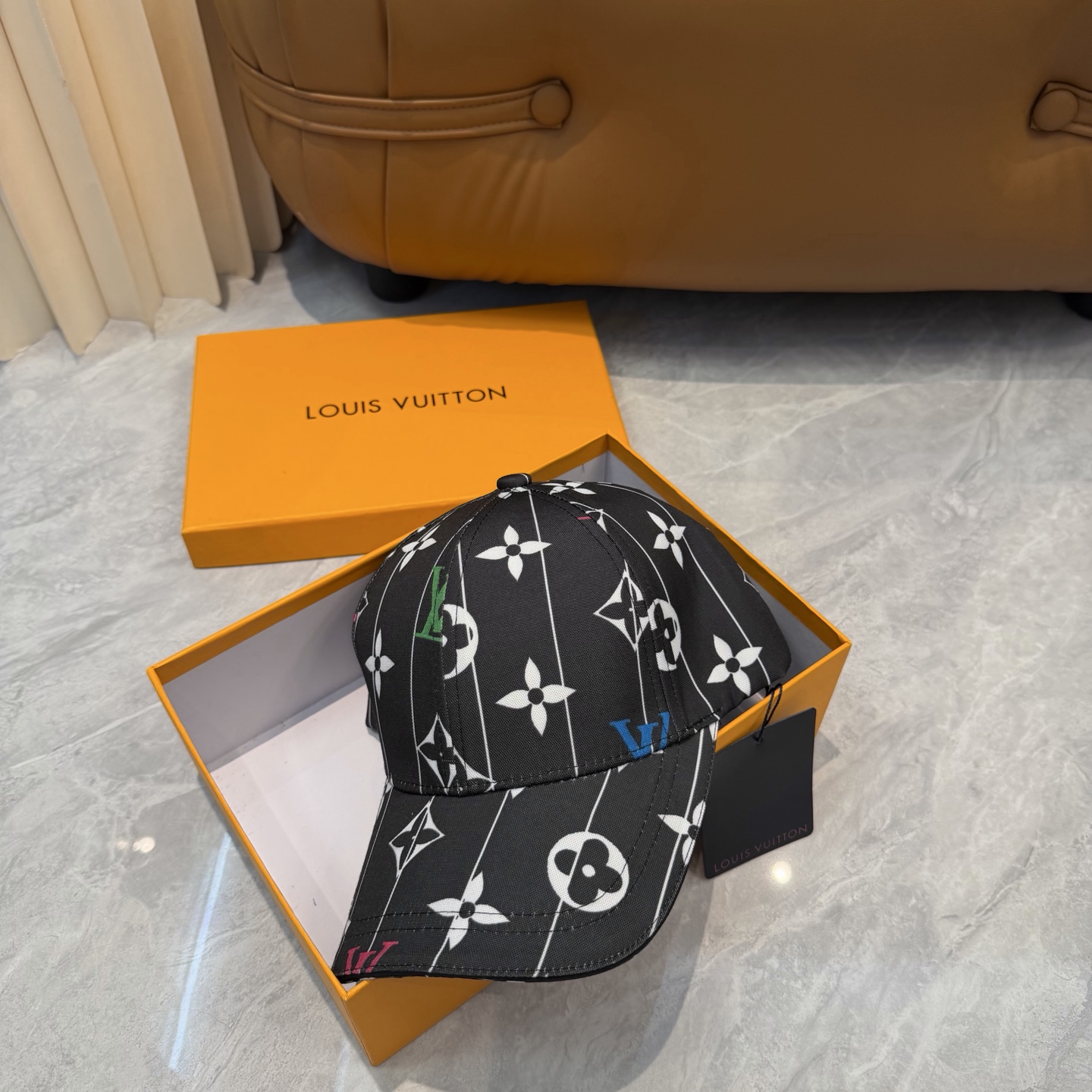 LV A貨 男/女款 黑色滿版老花棒球帽 經典百搭款