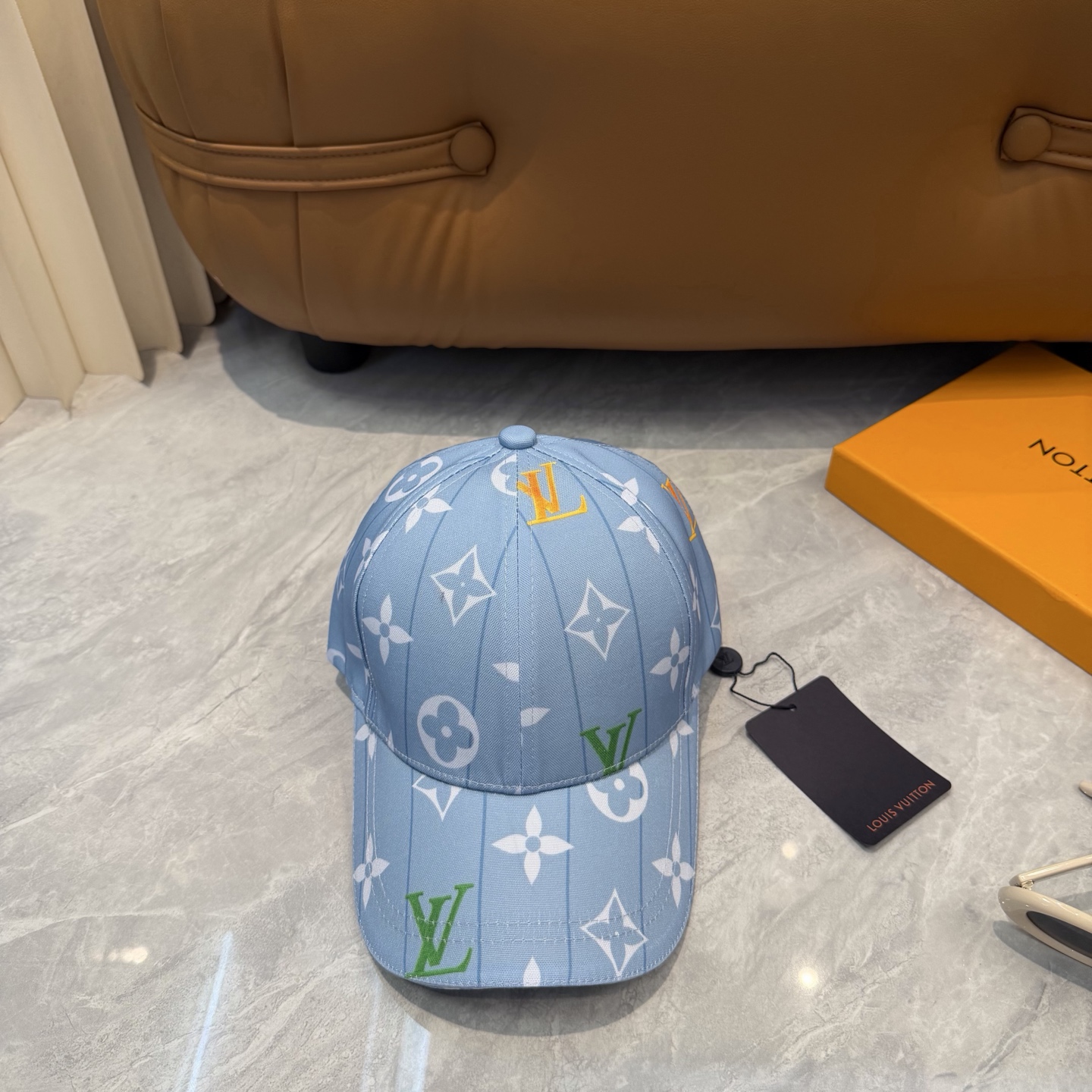 LV A貨 男/女款 淺藍滿版老花棒球帽 清爽夏日款
