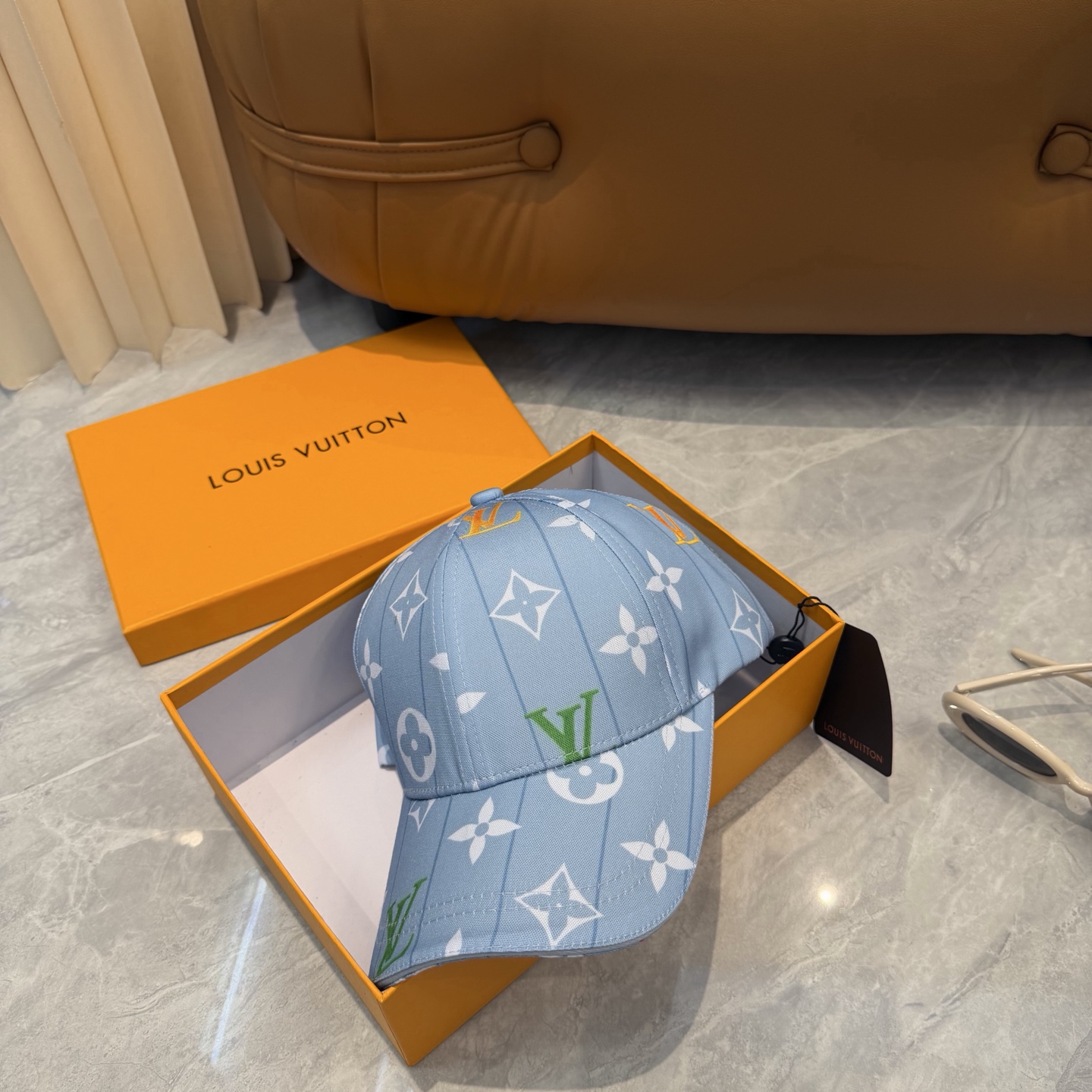 LV A貨 男/女款 淺藍滿版老花棒球帽 清爽夏日款