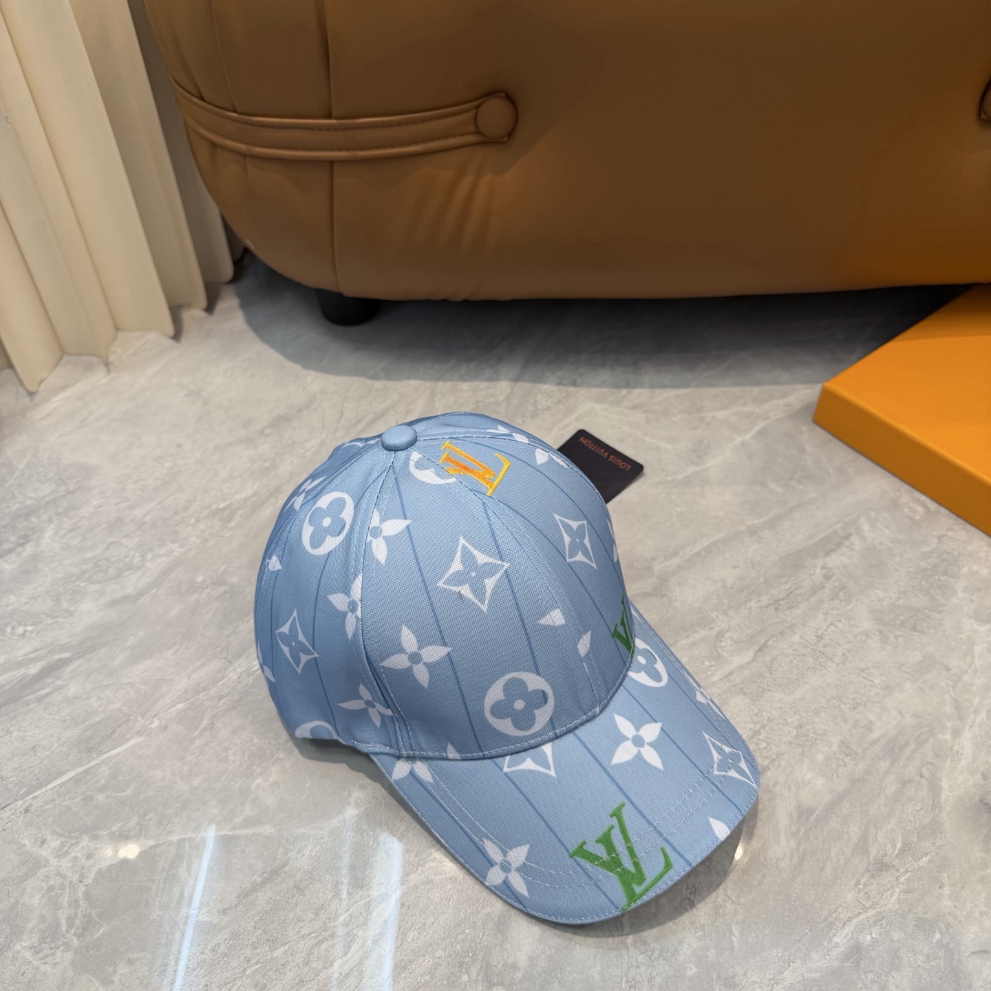 LV A貨 男/女款 淺藍滿版老花棒球帽 清爽夏日款