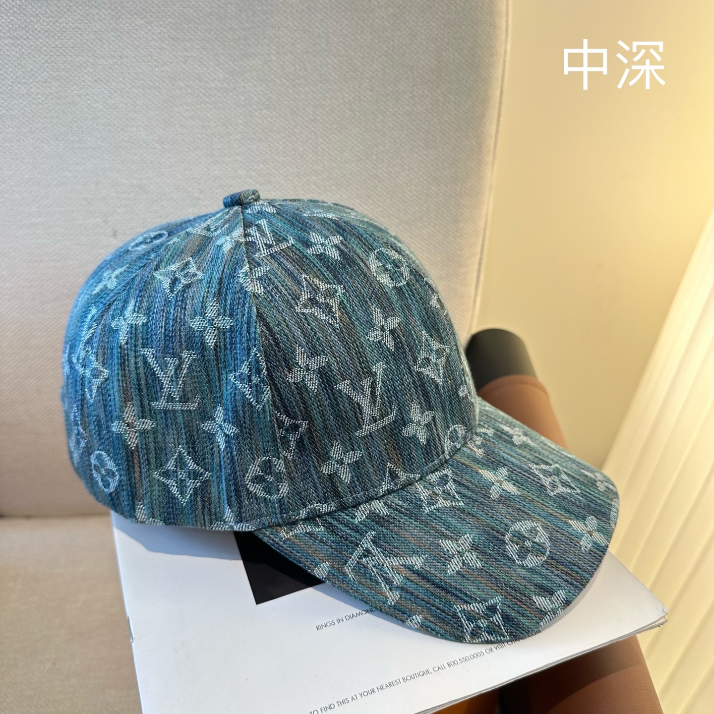 LV 原單 男/女款 深藍漸層老花棒球帽 個性時尚款