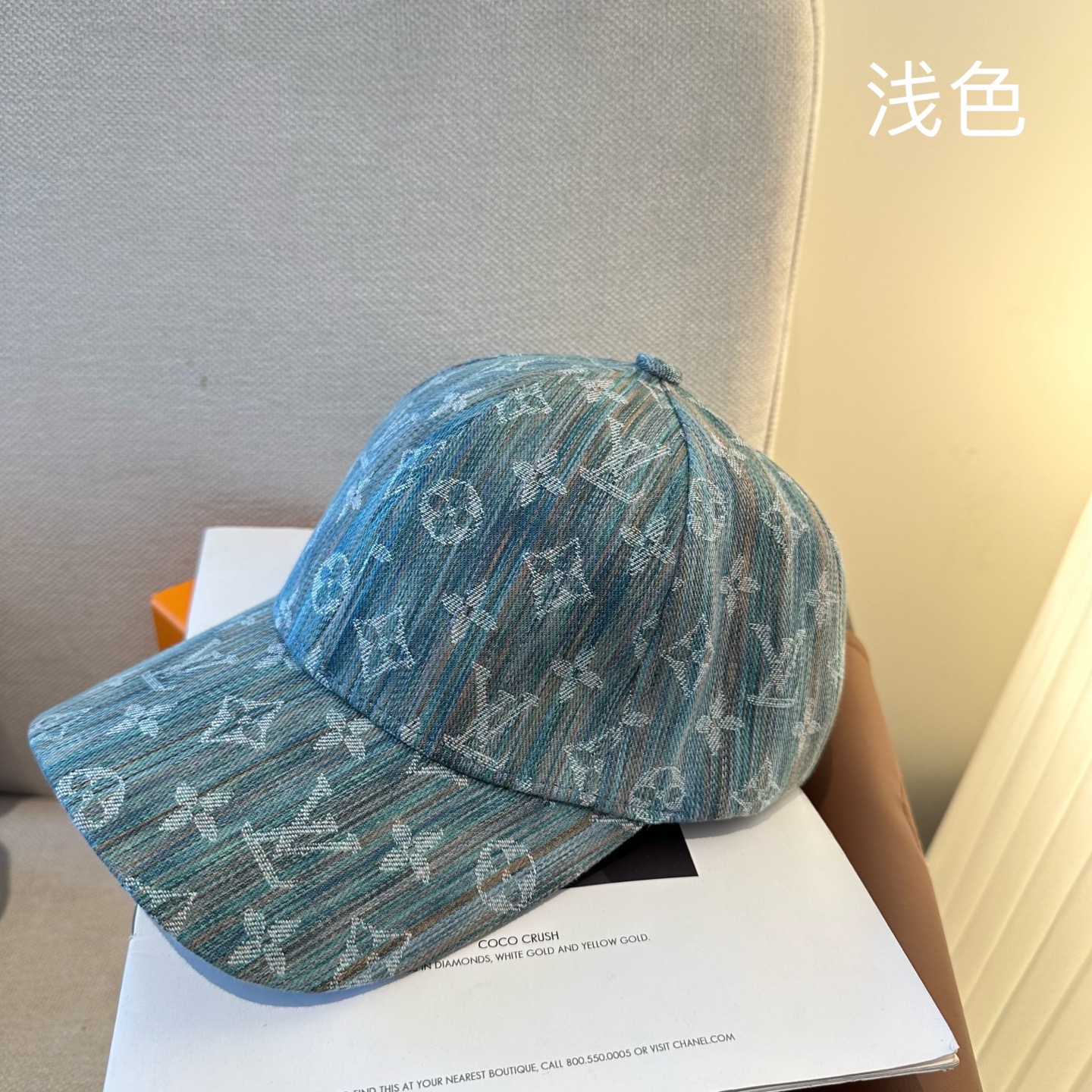 LV A貨 男/女款 淺藍漸層老花棒球帽 清新百搭款| 13 LV A貨 男/女款 淺藍漸層老花棒球帽 清新百搭款
