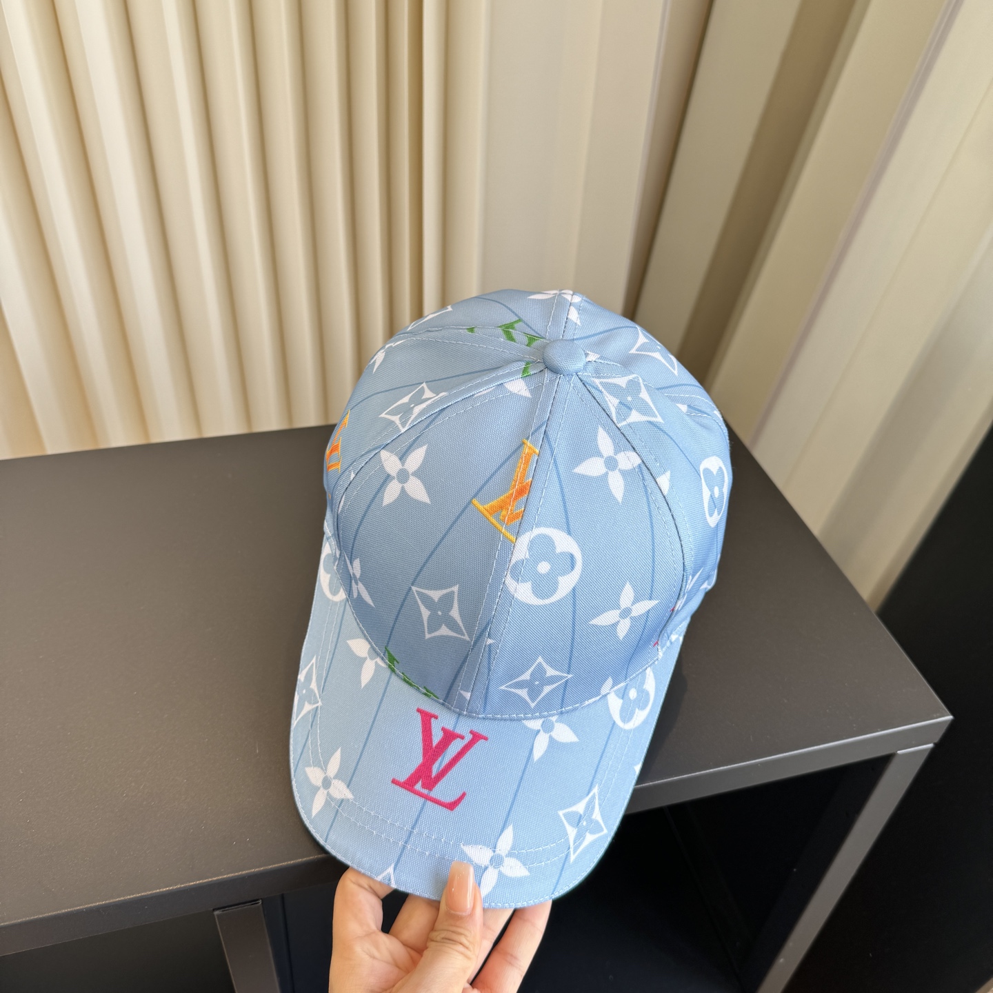 LV 原單 男/女款 淺藍滿版老花棒球帽 清爽時尚款