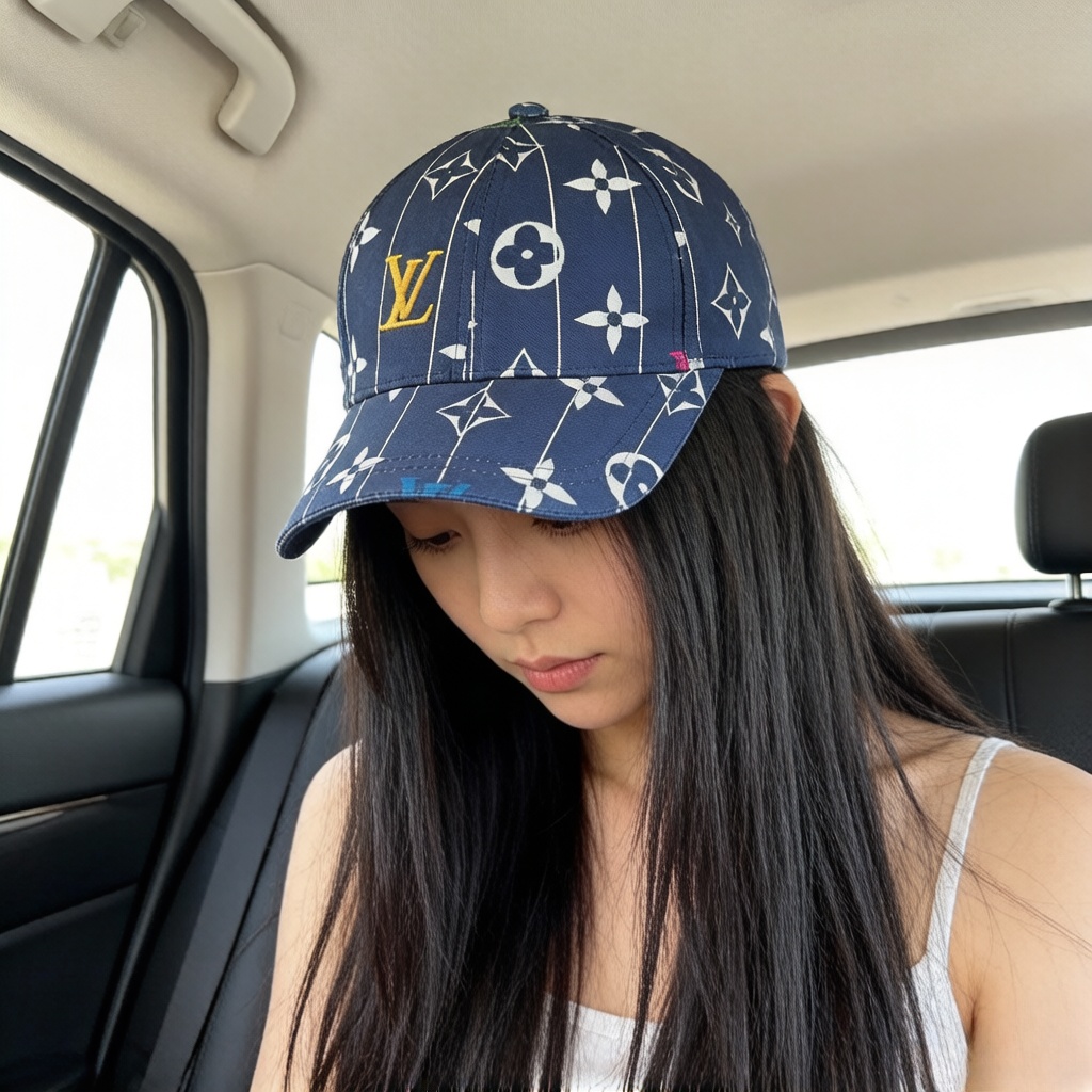 LV 一比一 男女款 經典印花棒球帽 深藍滿版百搭休閒款